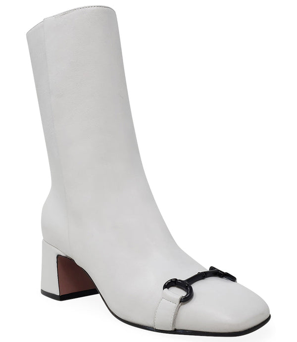 Madison Maison™ White Leather Back Stripe Boot-NOBLEMARS