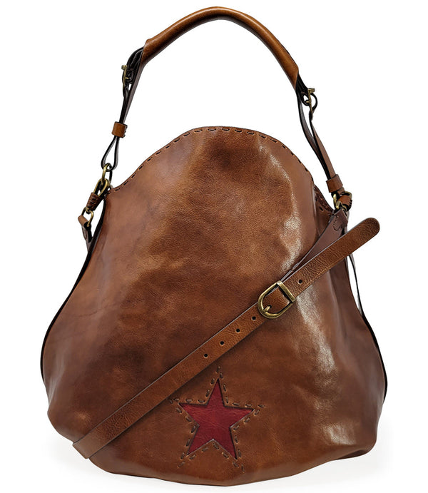 Madison Maison™ Cognac Leather Star Crossbody-Shoulder Bag-NOBLEMARS