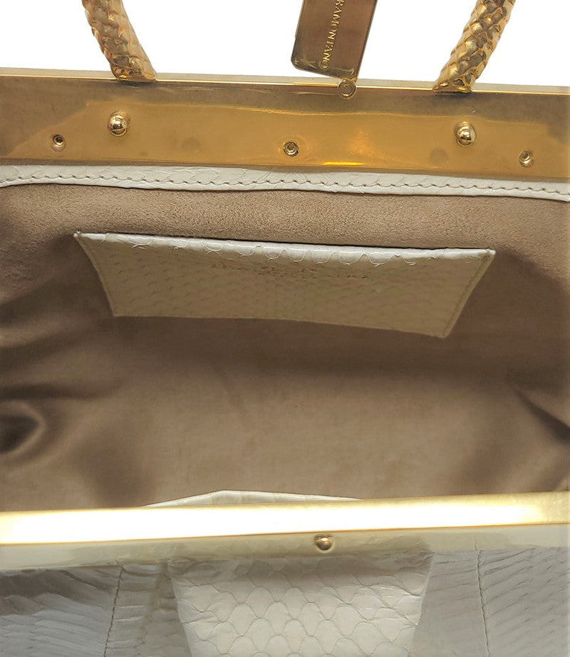 Madison Maison™ Cream Leather Min Bag With Snake Handle-NOBLEMARS