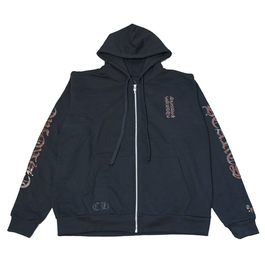 Chrome Hearts Brown Glitter 1988 Zip Up Hoodie Black - NOBLEMARS