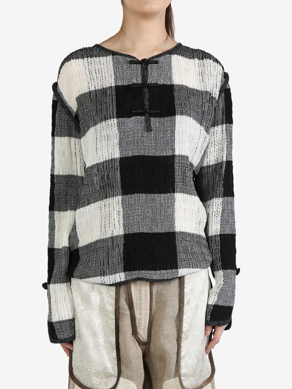 COMMUNS Unisex Patterned Plaid Knitted Sweater-NOBLEMARS