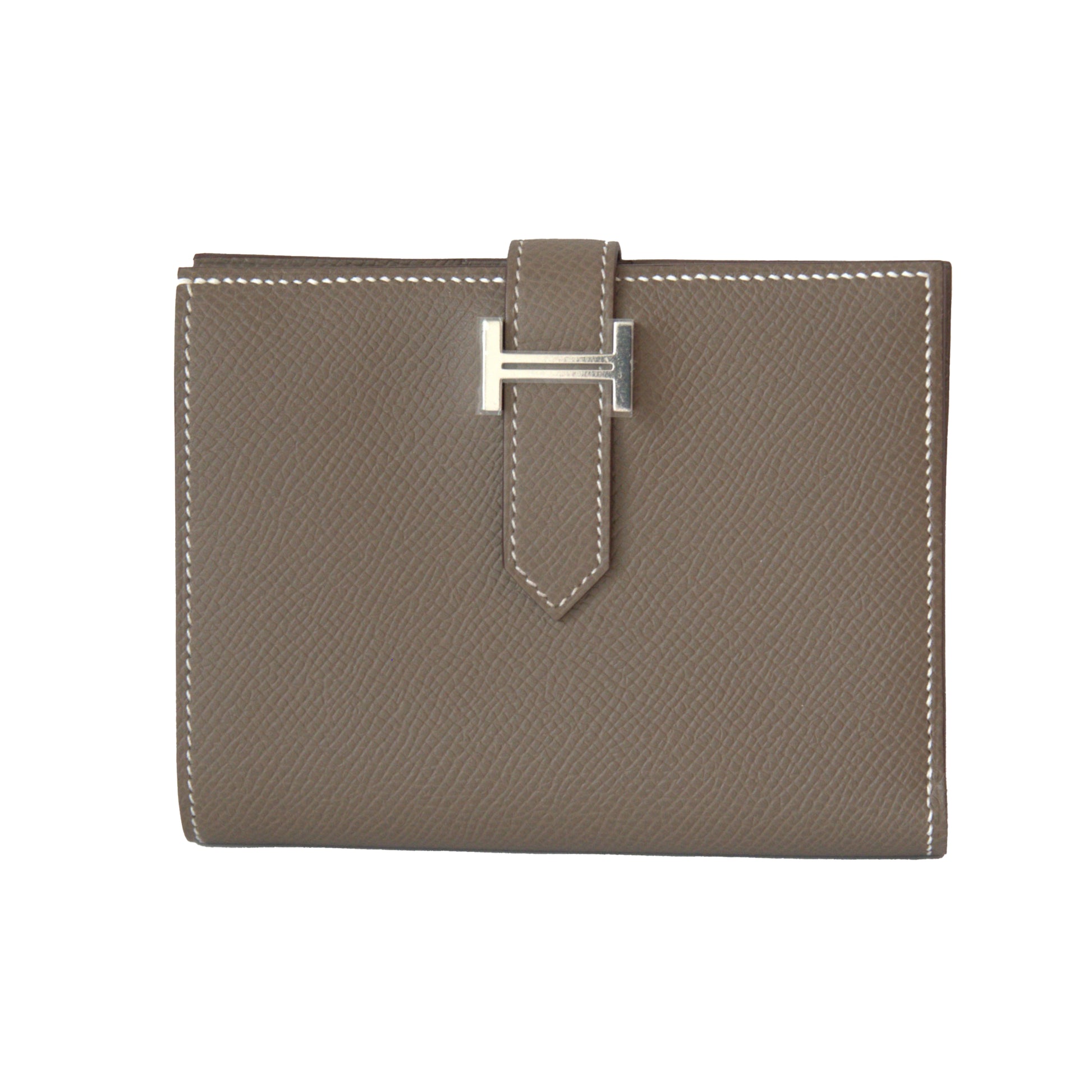 Hermes Bearn Epsom Compact Wallet Palladium Hardware Etoupe - NOBLEMARS