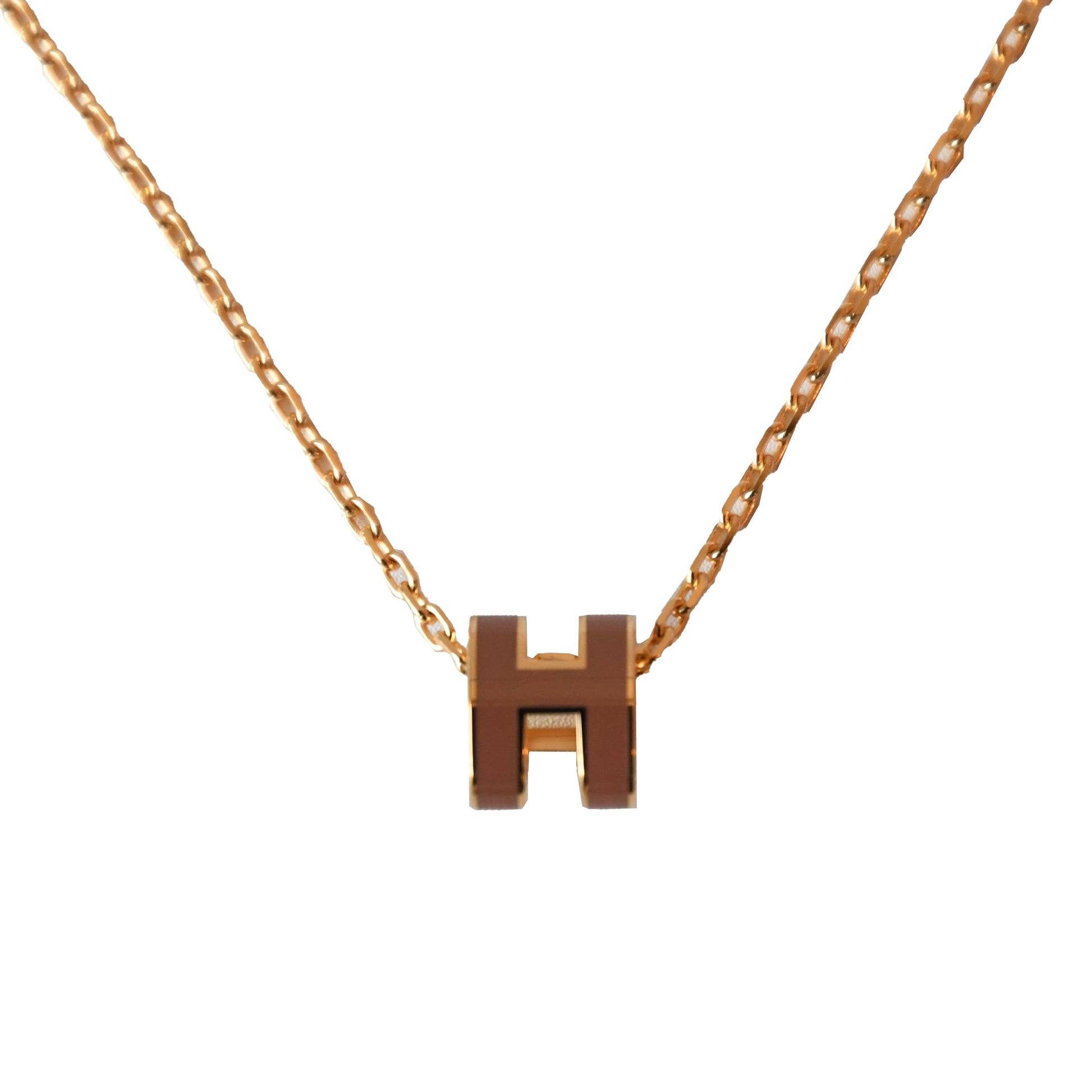 Hermes Mini Pop H Necklaces Gold Hardware Brown - NOBLEMARS