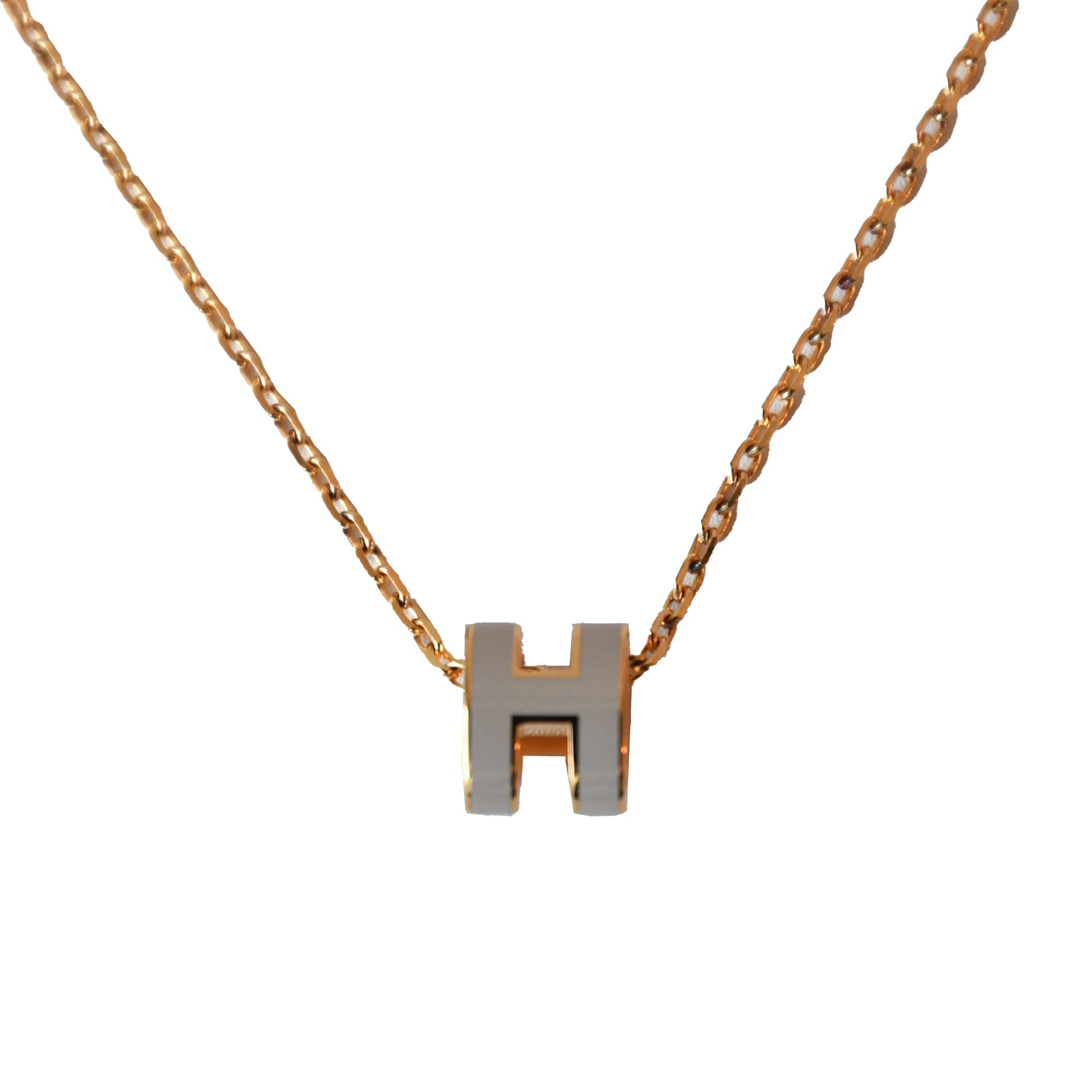 Hermes Mini Pop H Necklaces Gold Hardware Grey - NOBLEMARS