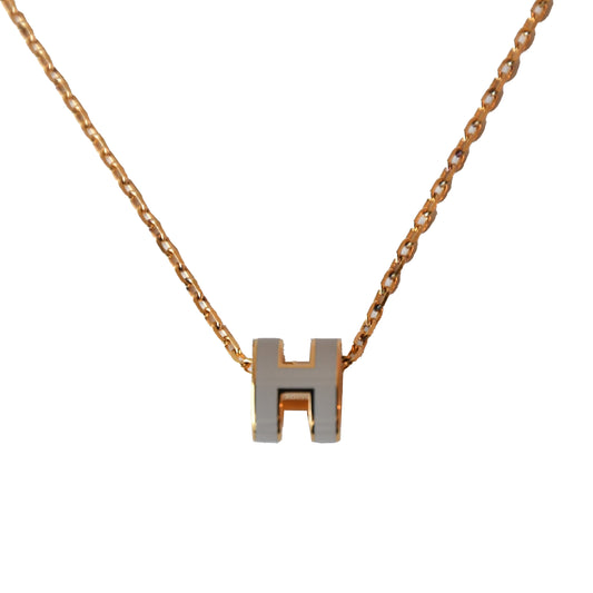 Hermes Mini Pop H Necklaces Gold Hardware Grey