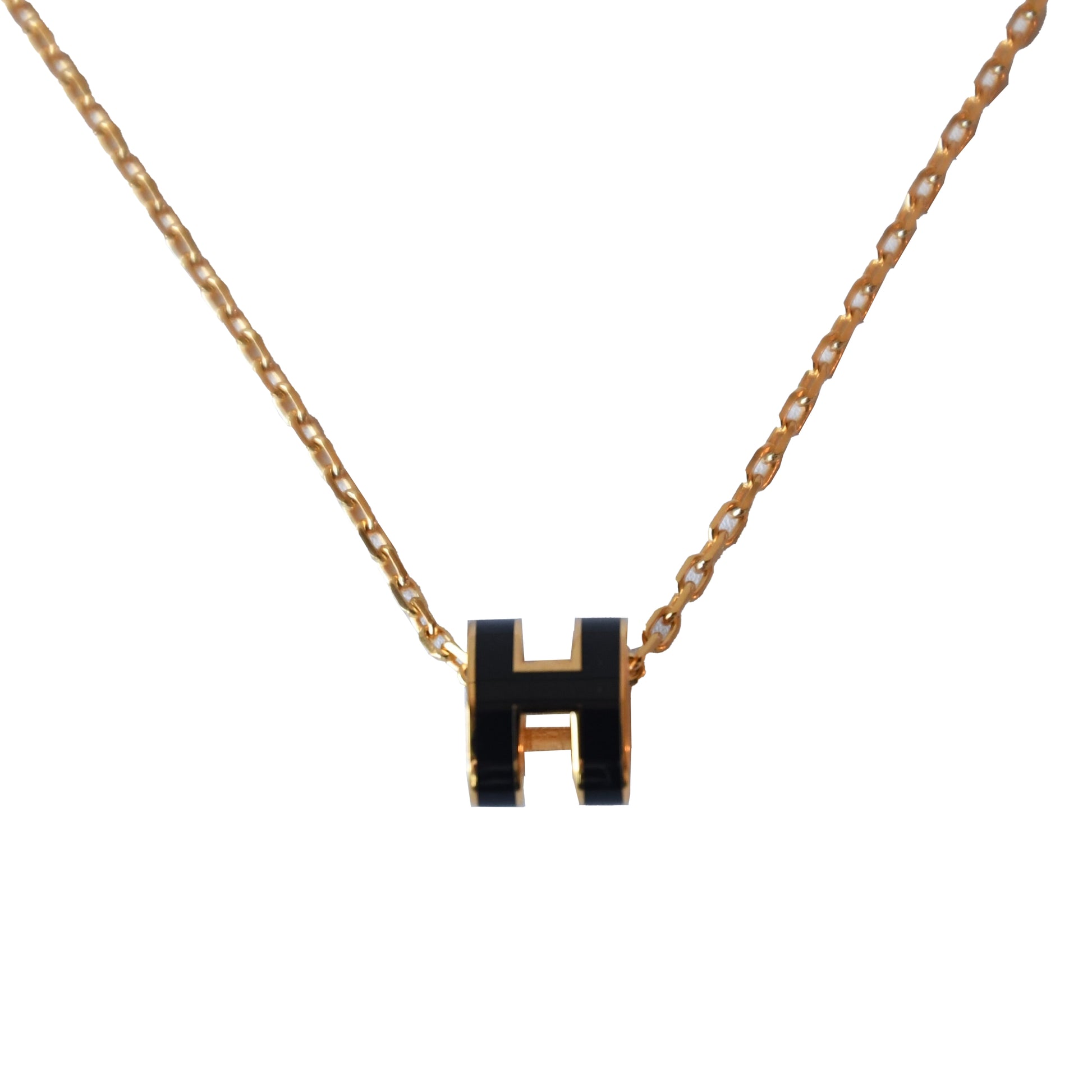 Hermes Mini Pop H Necklaces Gold Hardware Black - NOBLEMARS