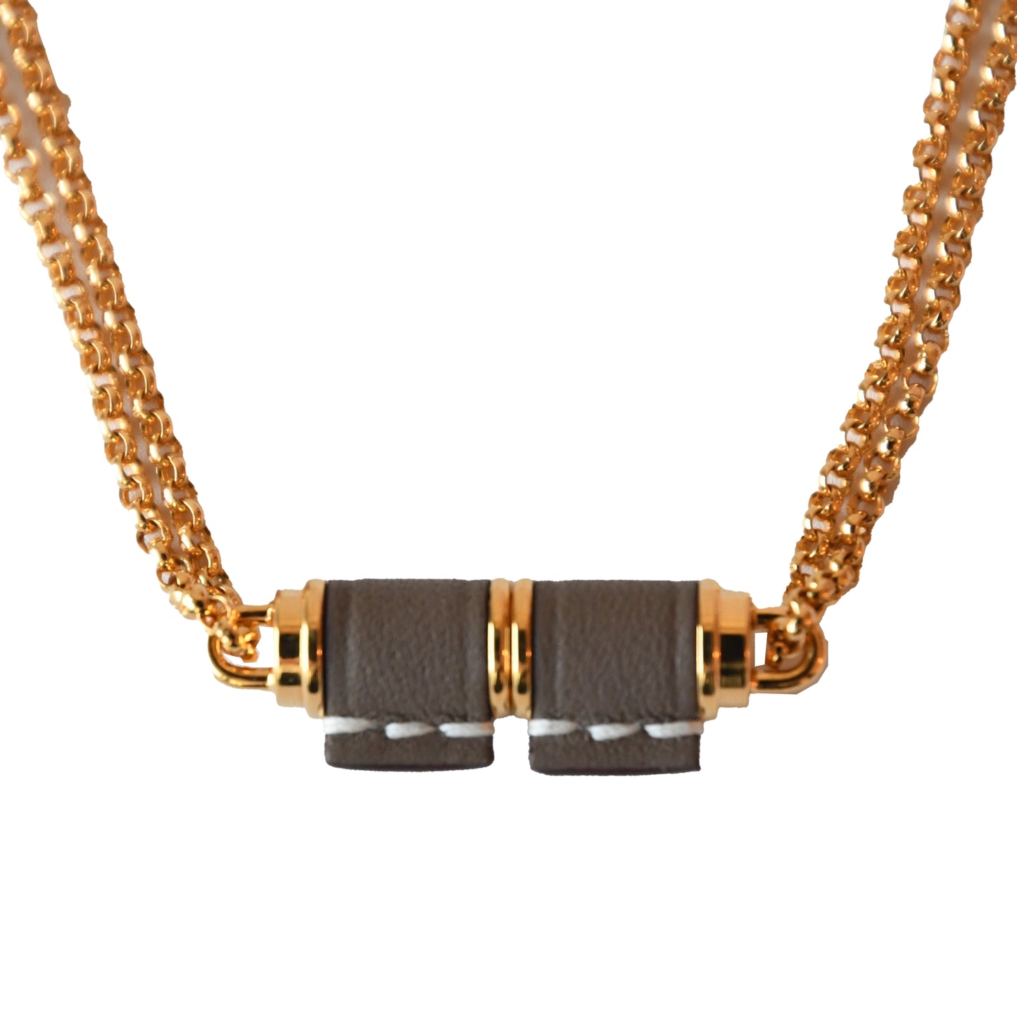 Hermes Charnier PM Necklace Gold Hardware Grey - NOBLEMARS