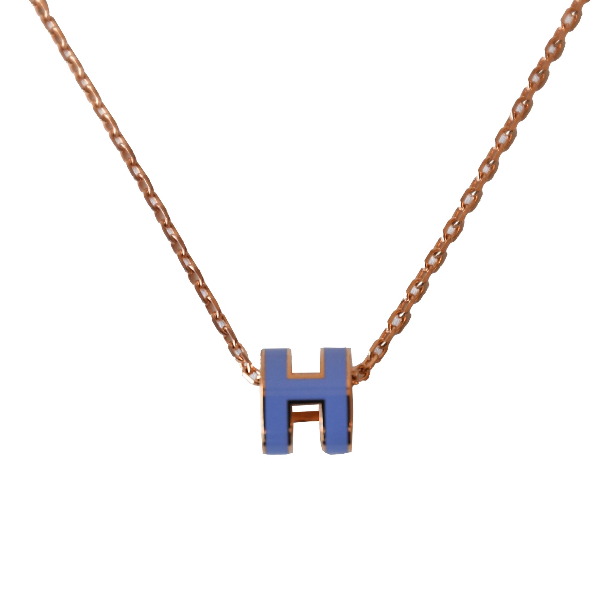 Hermes Mini Pop H Necklaces Gold Hardware Blue - NOBLEMARS