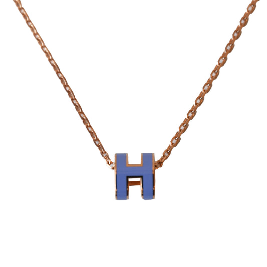 Hermes Mini Pop H Necklaces Gold Hardware Blue