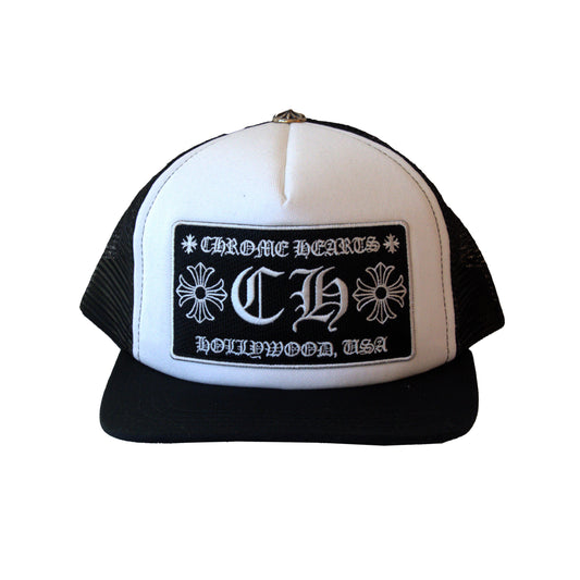 Chrome Hearts CH Hollywood Trucker Hat white black