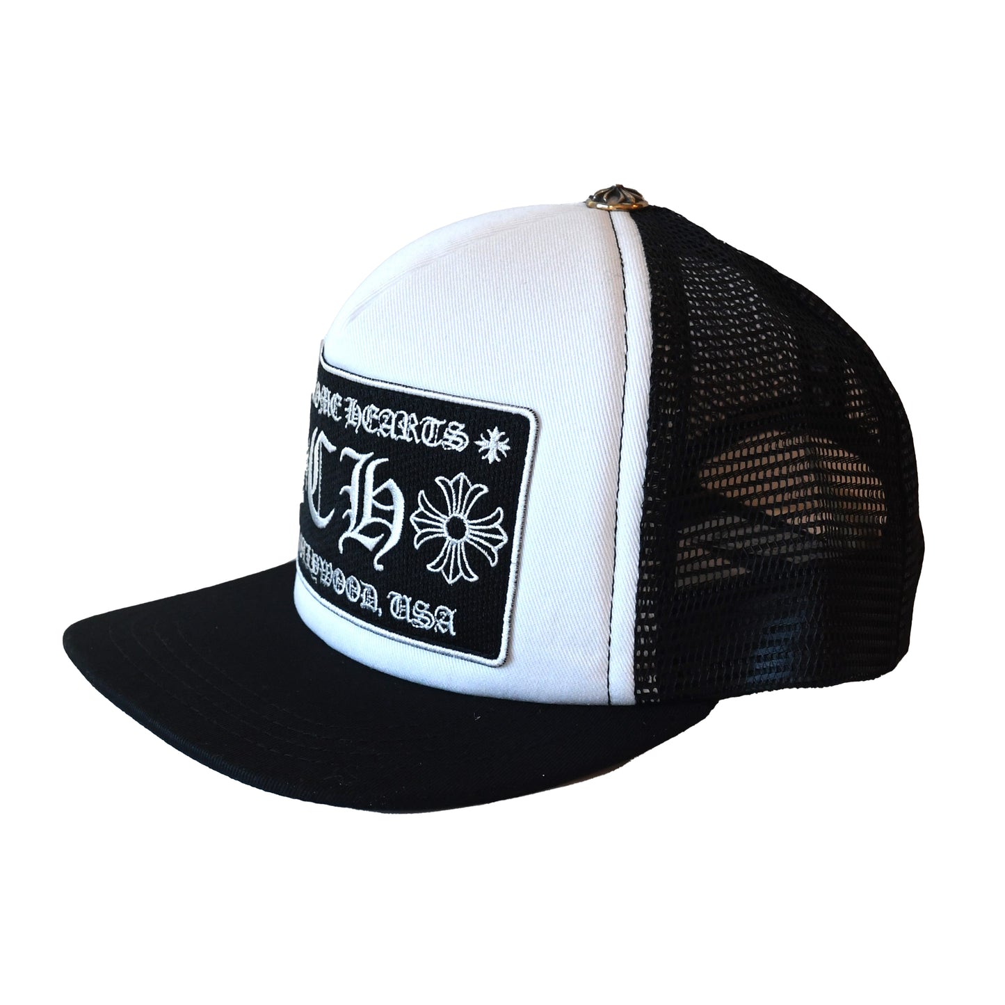 Chrome Hearts CH Hollywood Trucker Hat white black