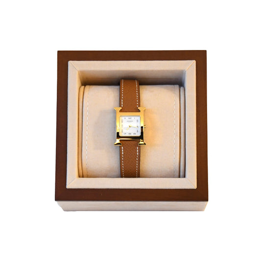 Hermes Heure H Hour Quartz Watch Gold Plated