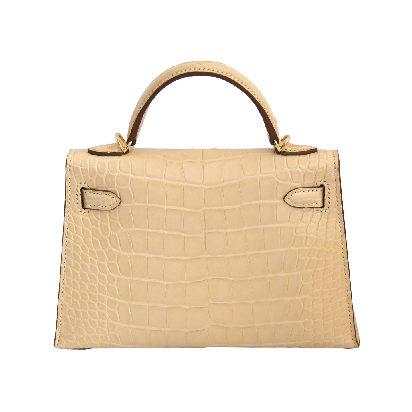 Hermes Kelly Sellier 20 Matte Croc Gold Hardware Vanille - NOBLEMARS