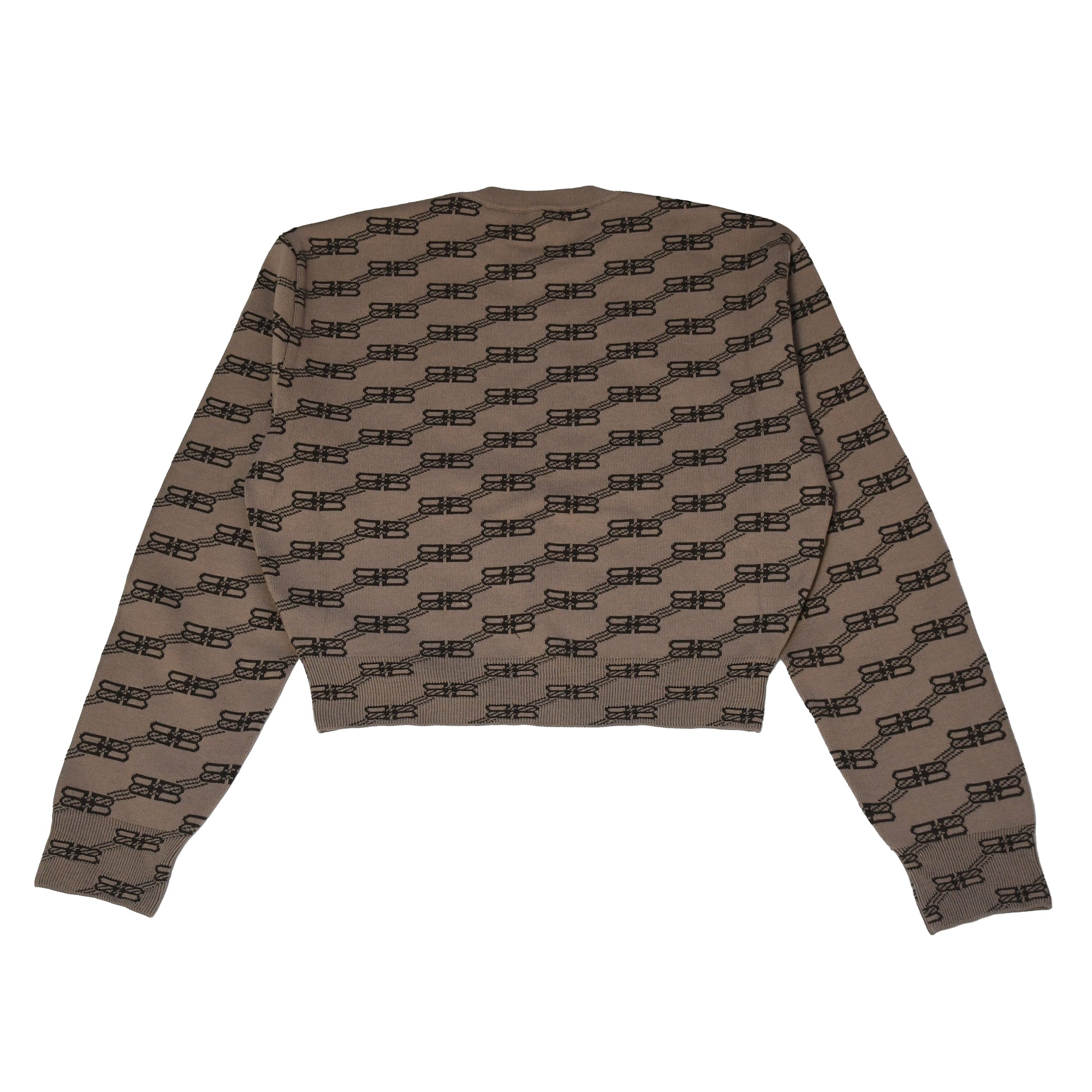 Balenciaga Crewneck Sweater BB Monogram Stripe Logo Beige - NOBLEMARS