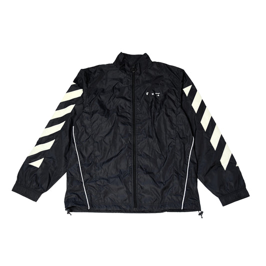 Off-White Diagonal-Stripe Nylon Track Jacket Black - NOBLEMARS