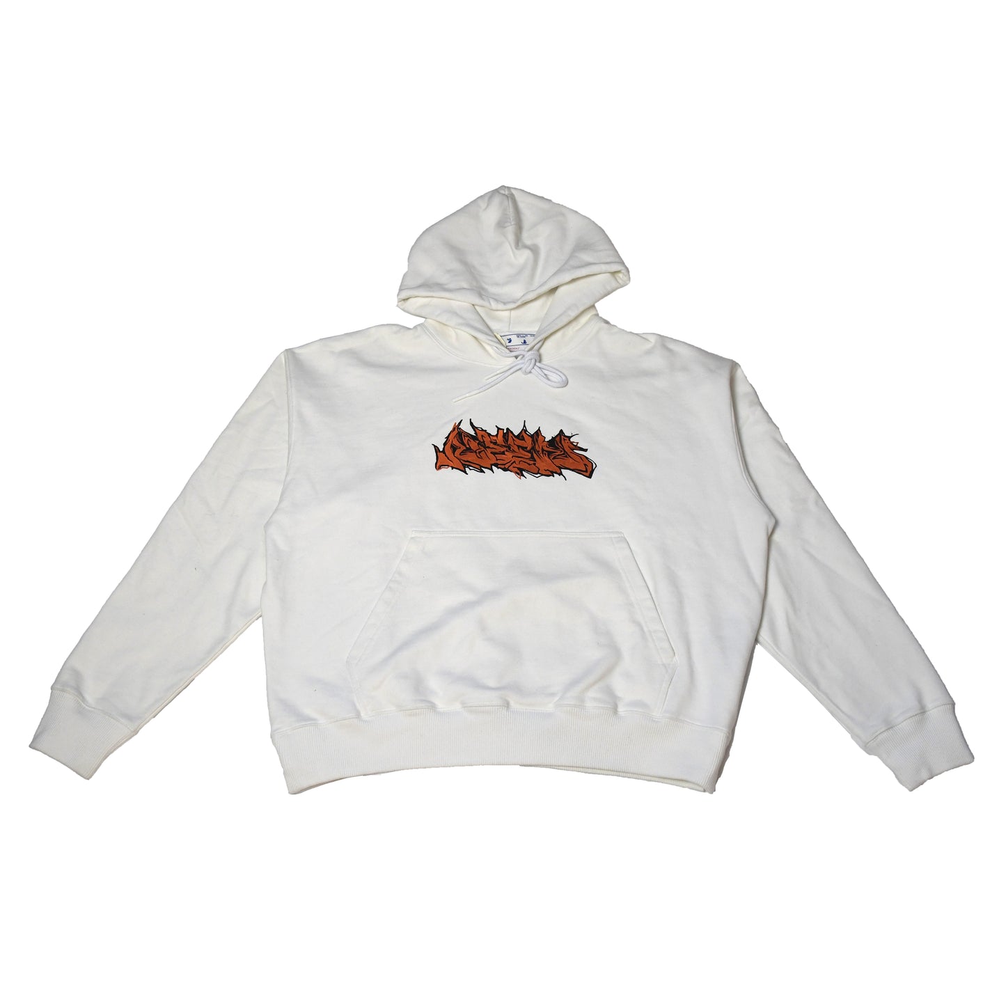 Off-White Neen Graffiti Skater Hoodie White Orange - NOBLEMARS