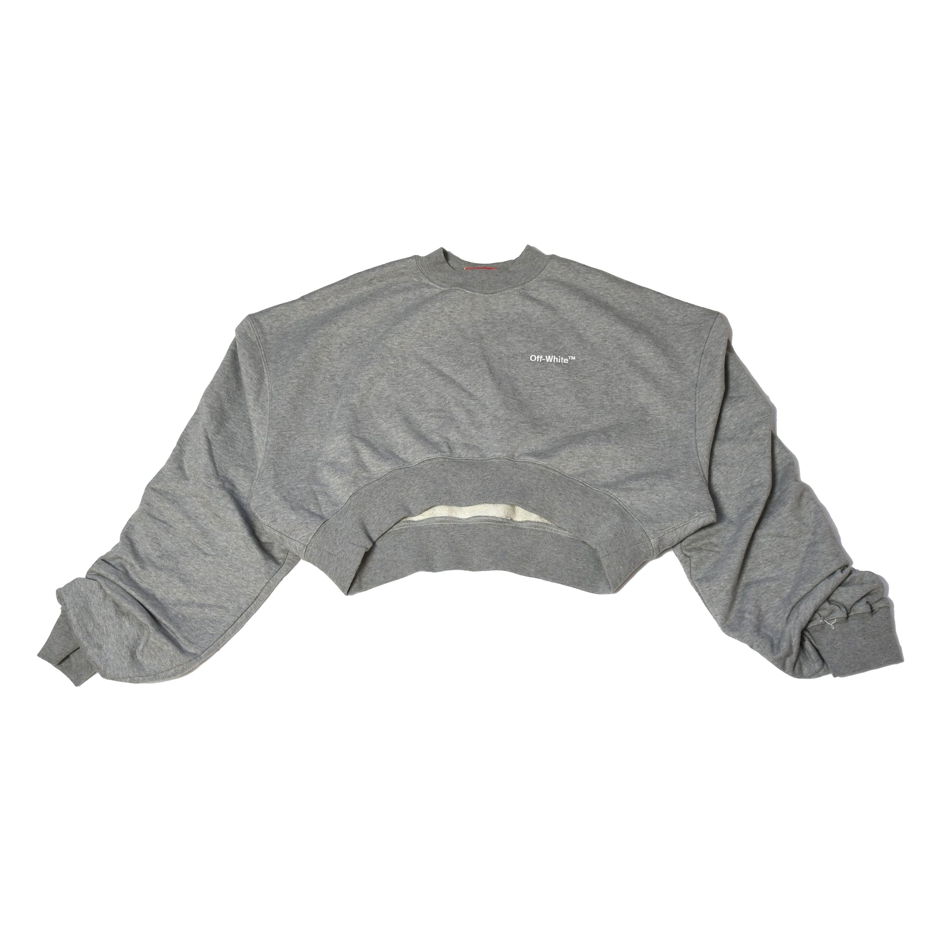 Off-White Oversized-Sleeve Cropped Crewneck Sweatshirt Grey - NOBLEMARS