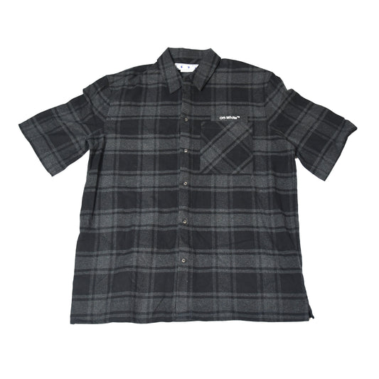 Off-White Outline Arrow Flannel Over S/S Shirt Grey Black - NOBLEMARS