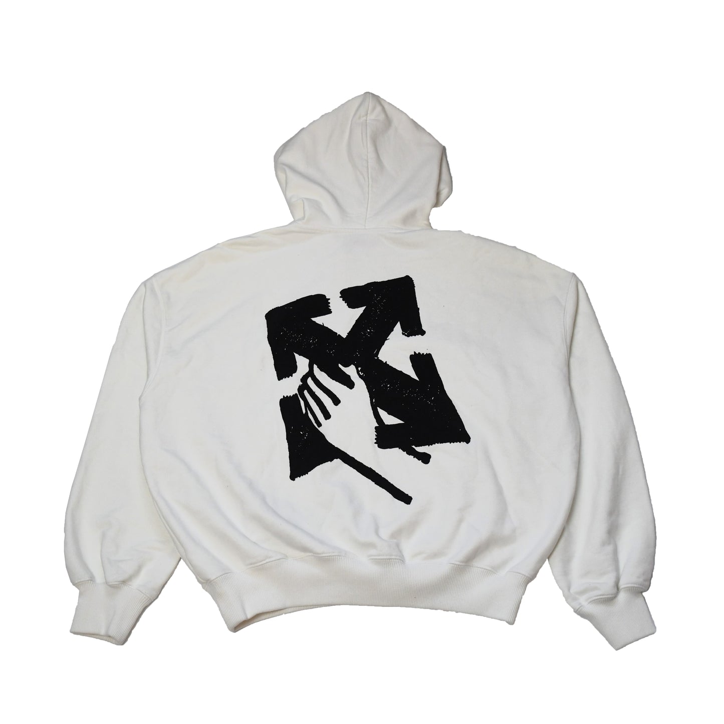 Off-White Hand Arrow Boxy Hoodies White - NOBLEMARS