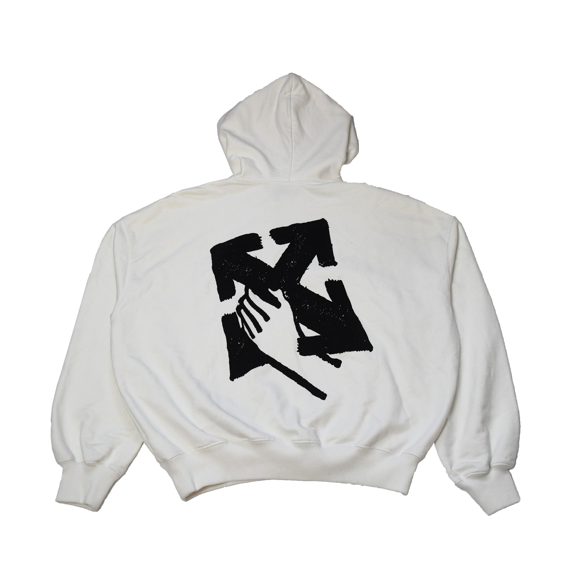 Off-White Hand Arrow Boxy Hoodies White - NOBLEMARS