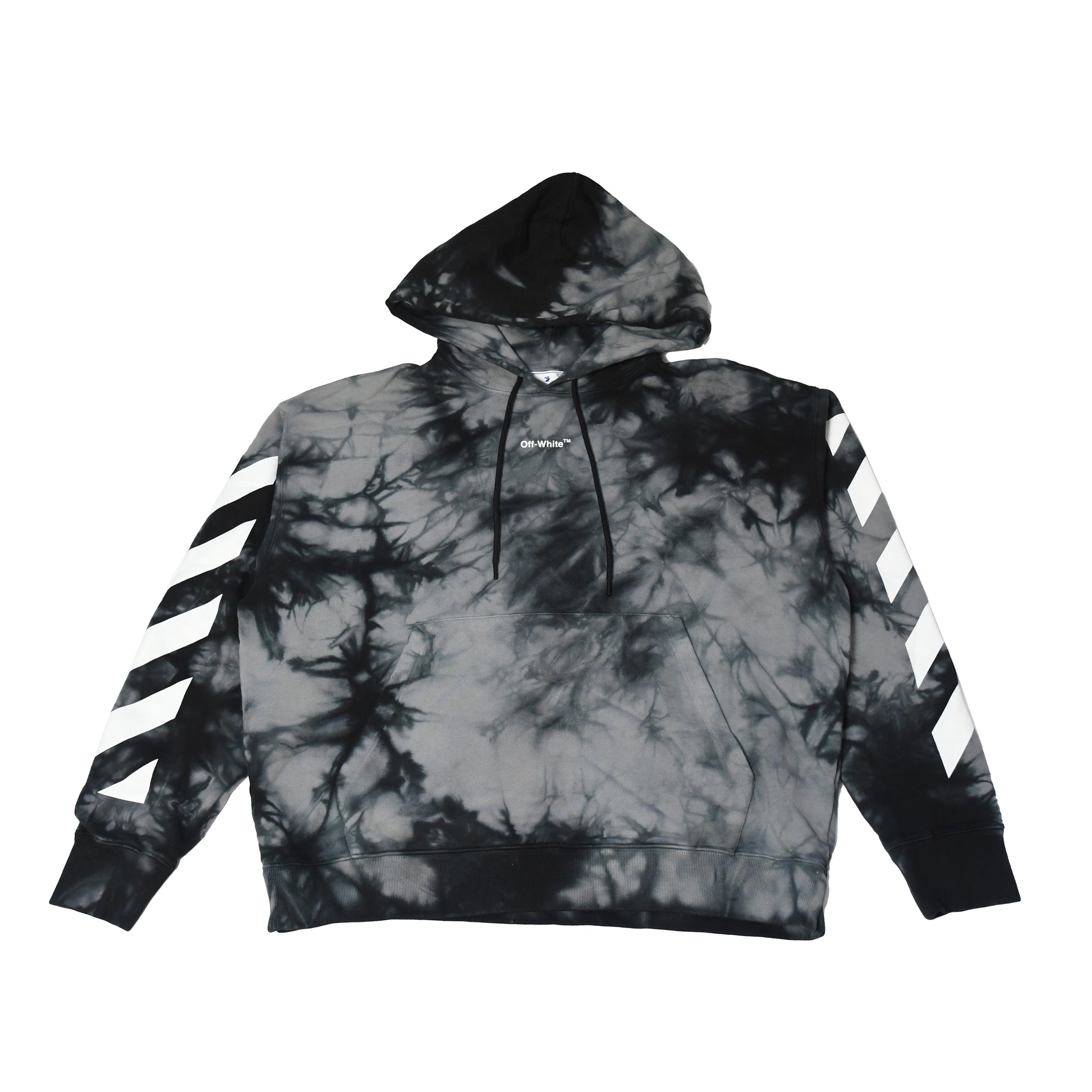 Off-White Diag Arrow Tie Dye Skate Hoodie Grey Black - NOBLEMARS