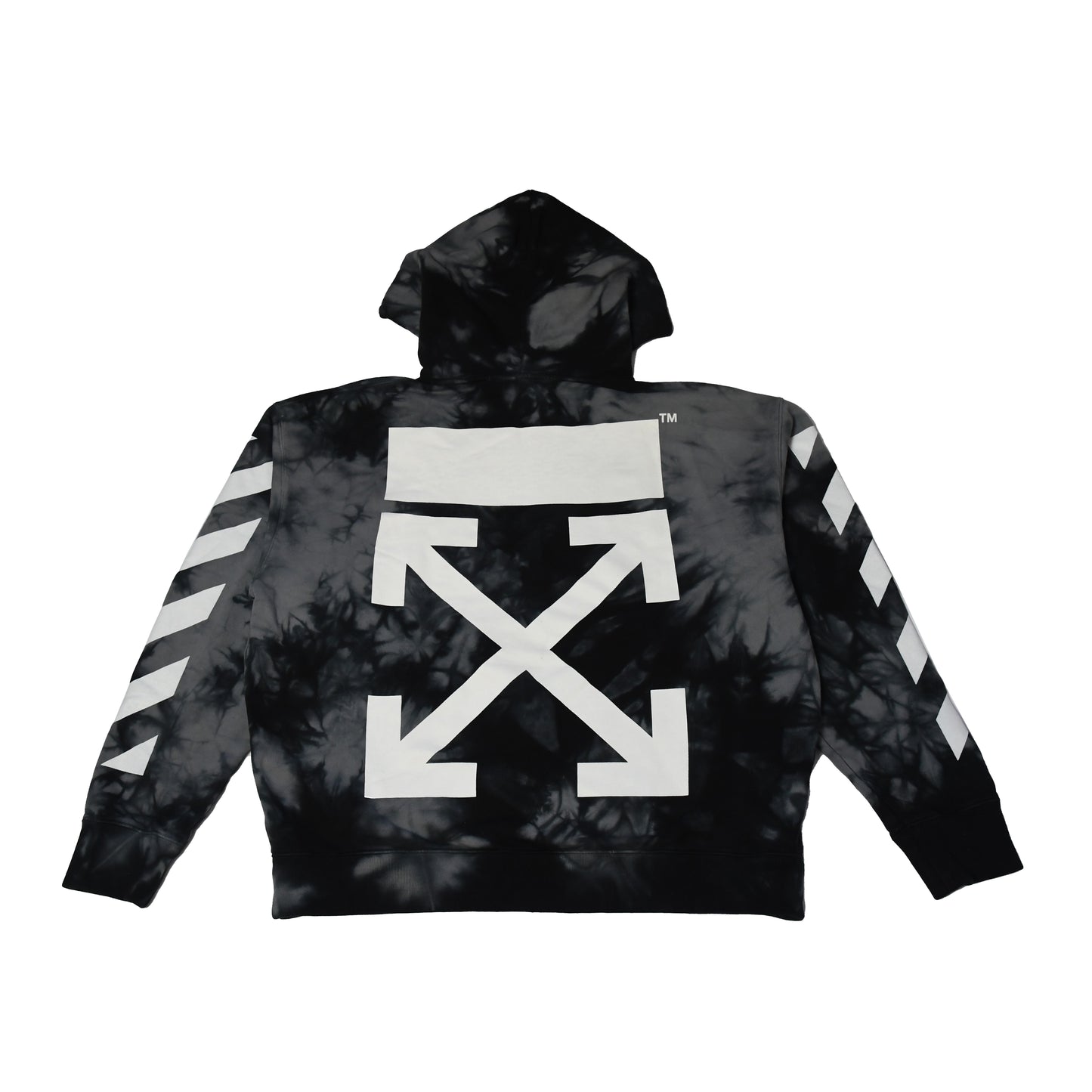 Off-White Diag Arrow Tie Dye Skate Hoodie Grey Black - NOBLEMARS