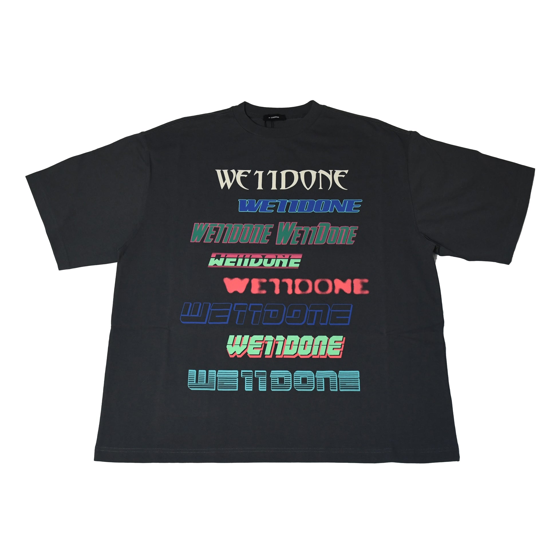 We11done Oversize Logo-print T-shirt Black - NOBLEMARS