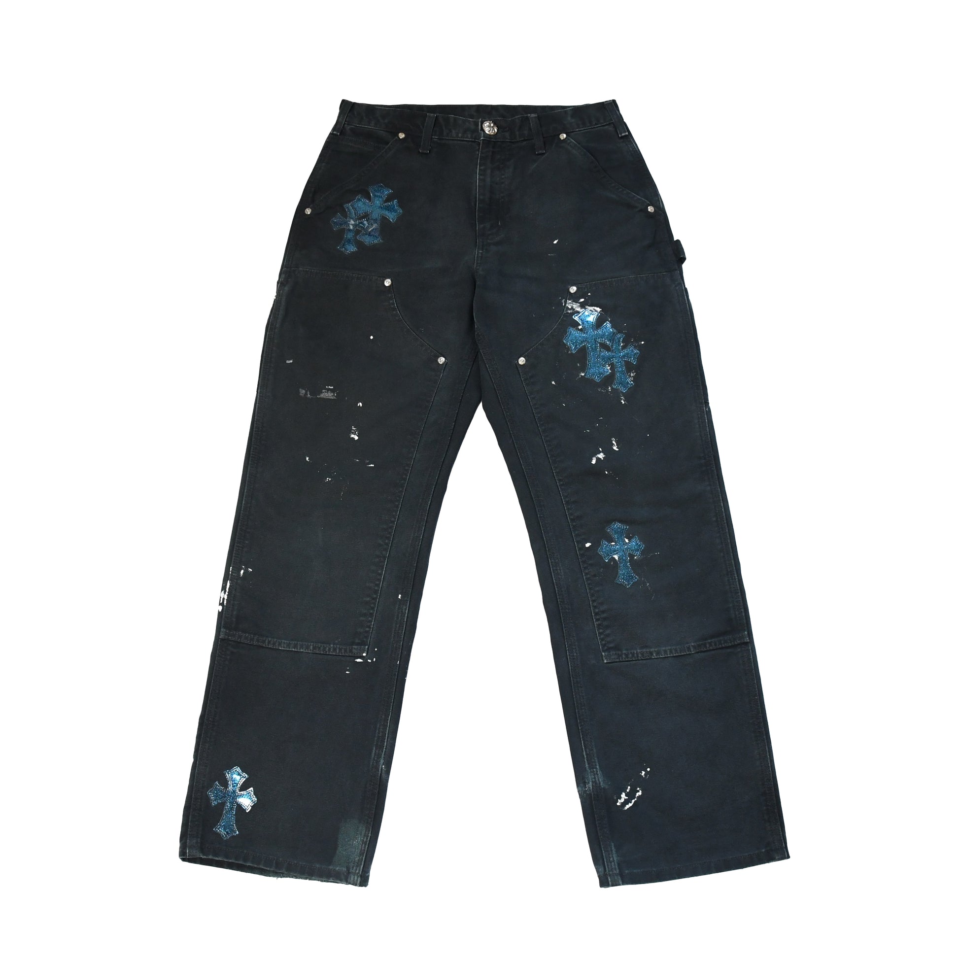 Chrome Hearts Carhartt Galaxy Cross Patch Double Knee Carpenter Pants Black - NOBLEMARS