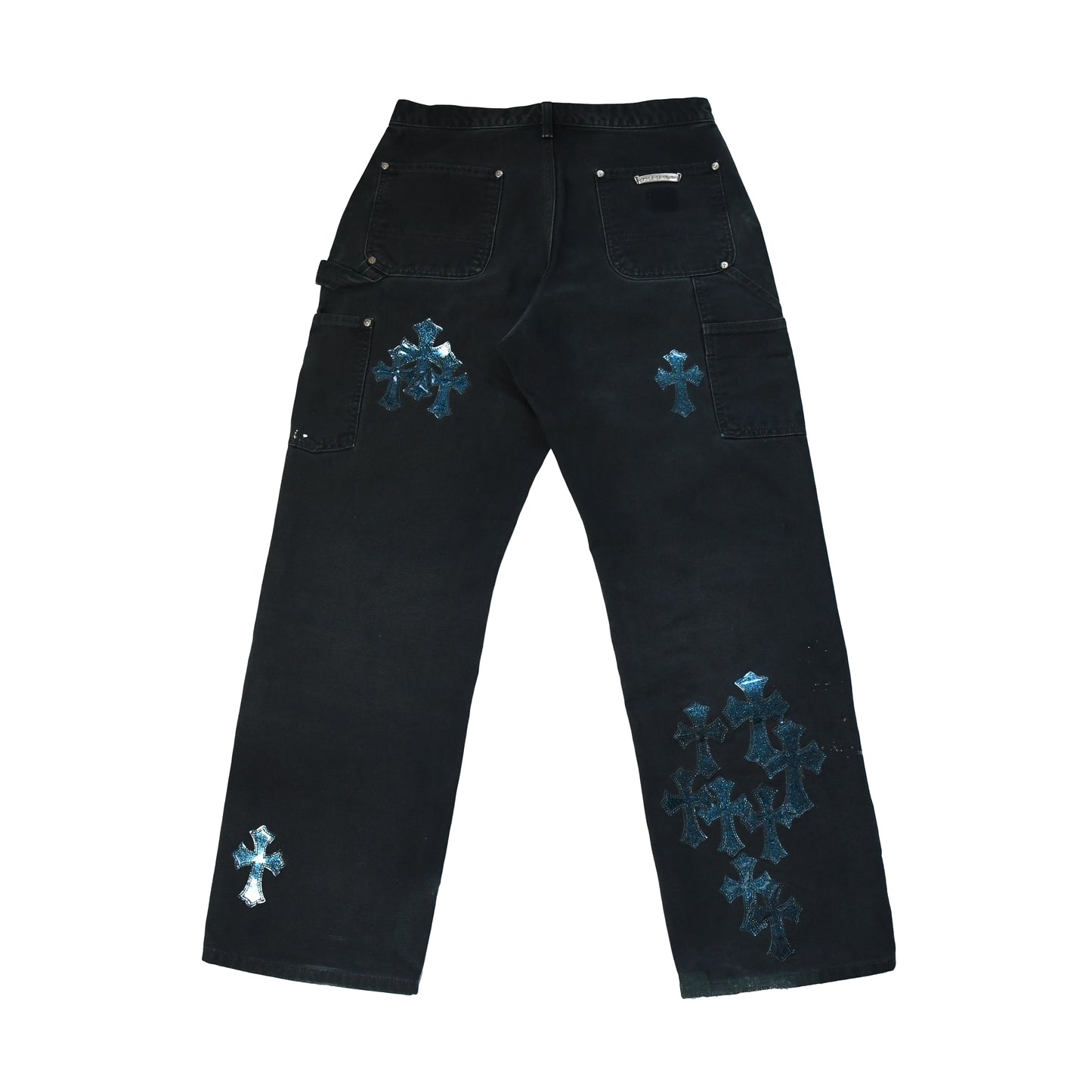 Chrome Hearts Carhartt Galaxy Cross Patch Double Knee Carpenter Pants Black - NOBLEMARS