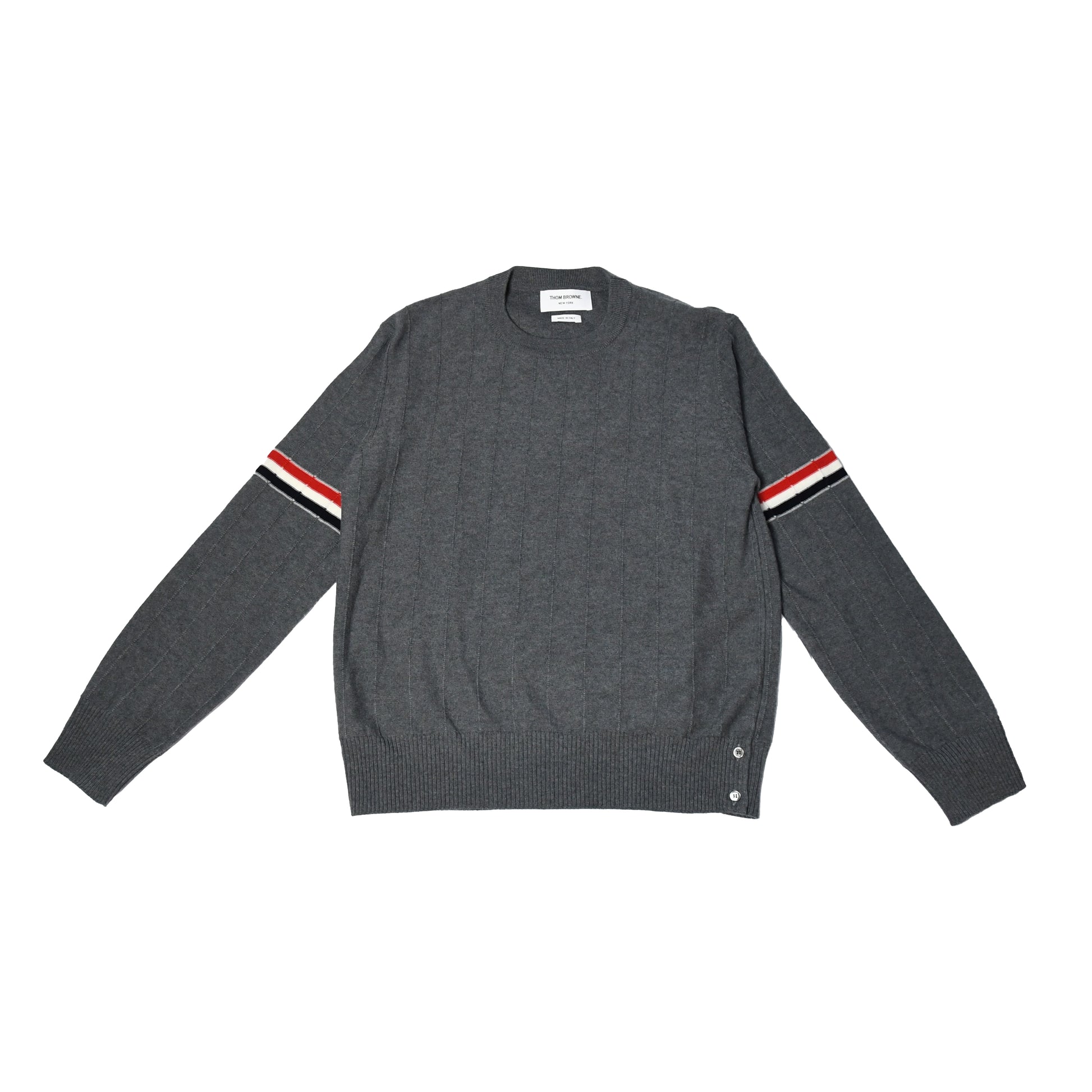 Thom Browne Merino Striped Crewneck Pullover Grey - NOBLEMARS