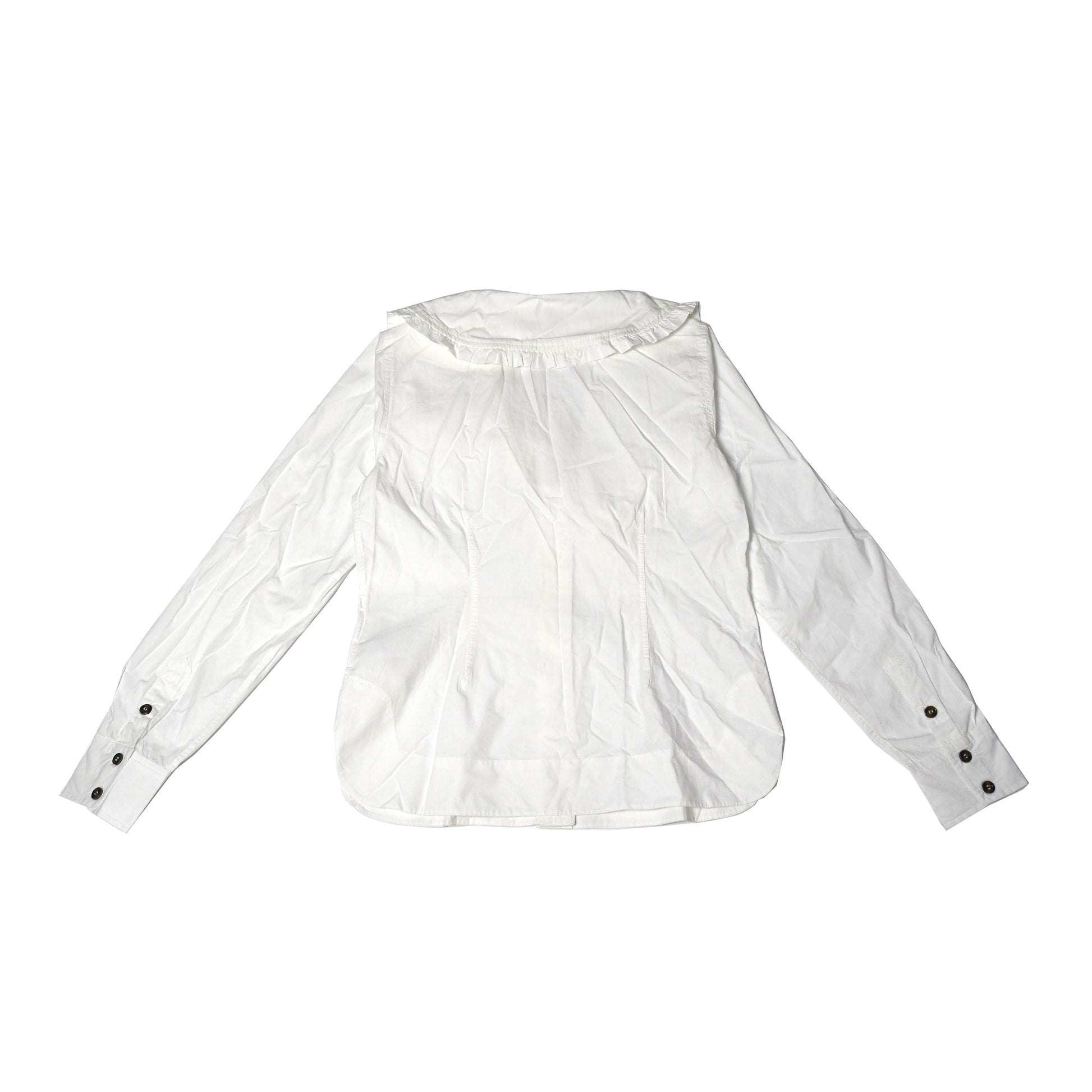 Ganni Poplin V Neck Shirt White - NOBLEMARS