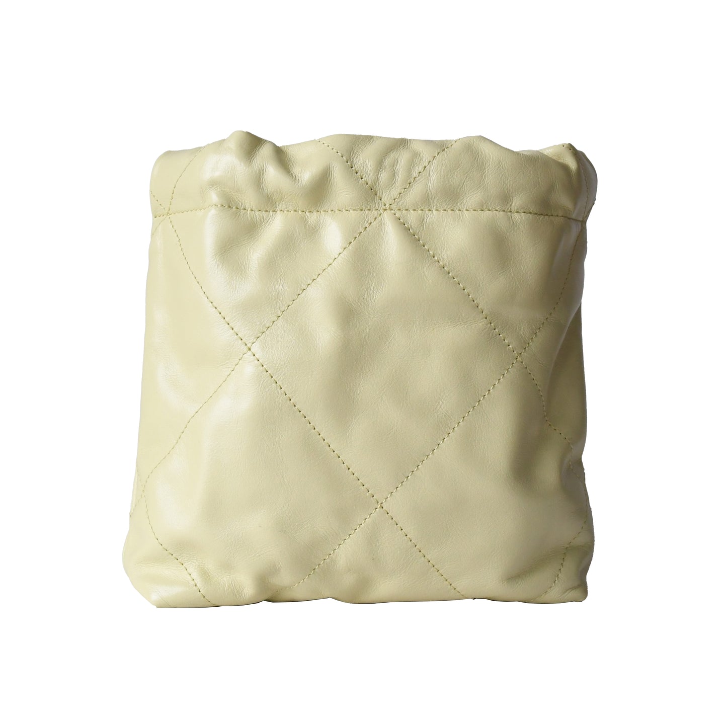 Chanel Shiny Calfskin Quilted Mini Chanel 22 Tote Bag Gold Hardware Light Yellow - NOBLEMARS