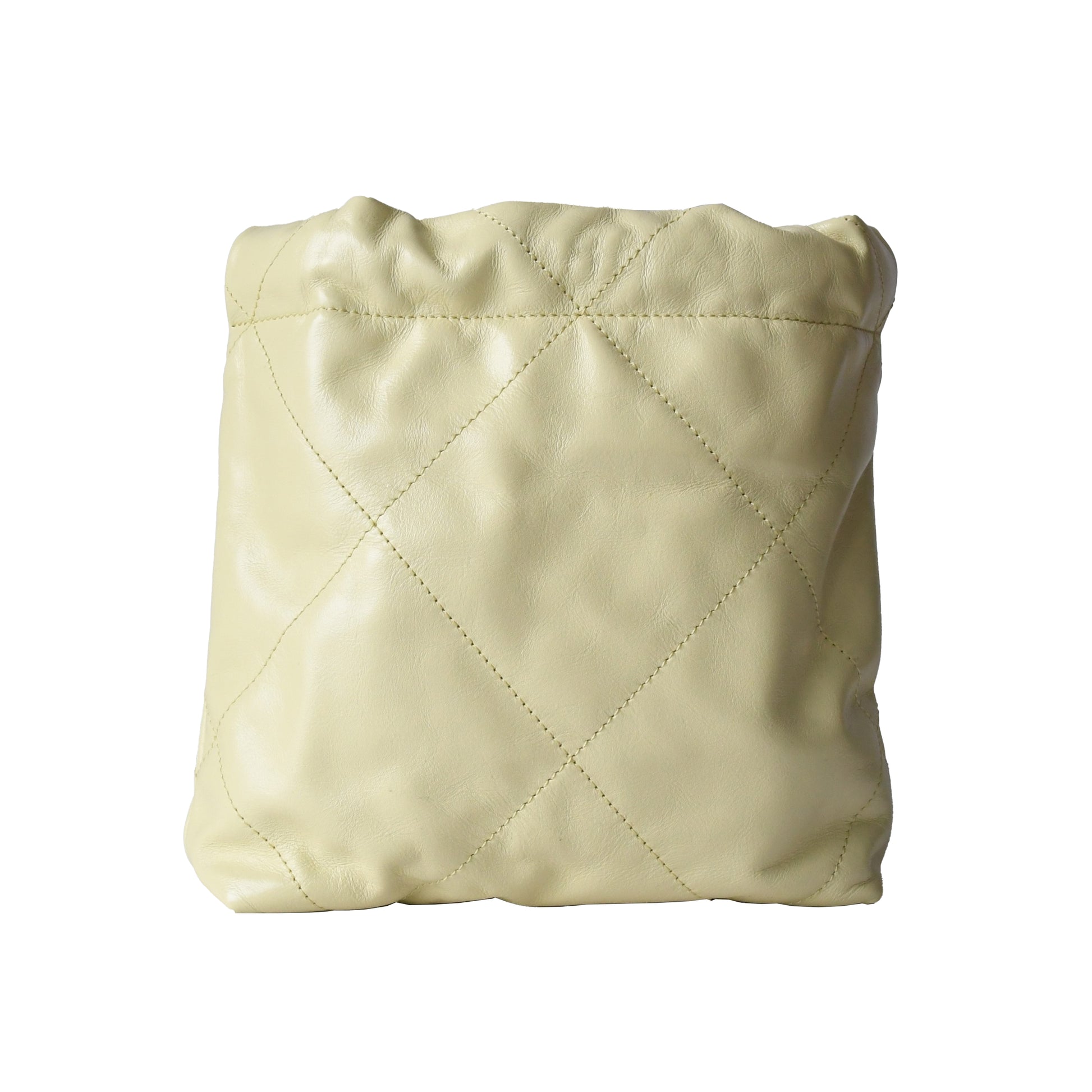 Chanel Shiny Calfskin Quilted Mini Chanel 22 Tote Bag Gold Hardware Light Yellow - NOBLEMARS