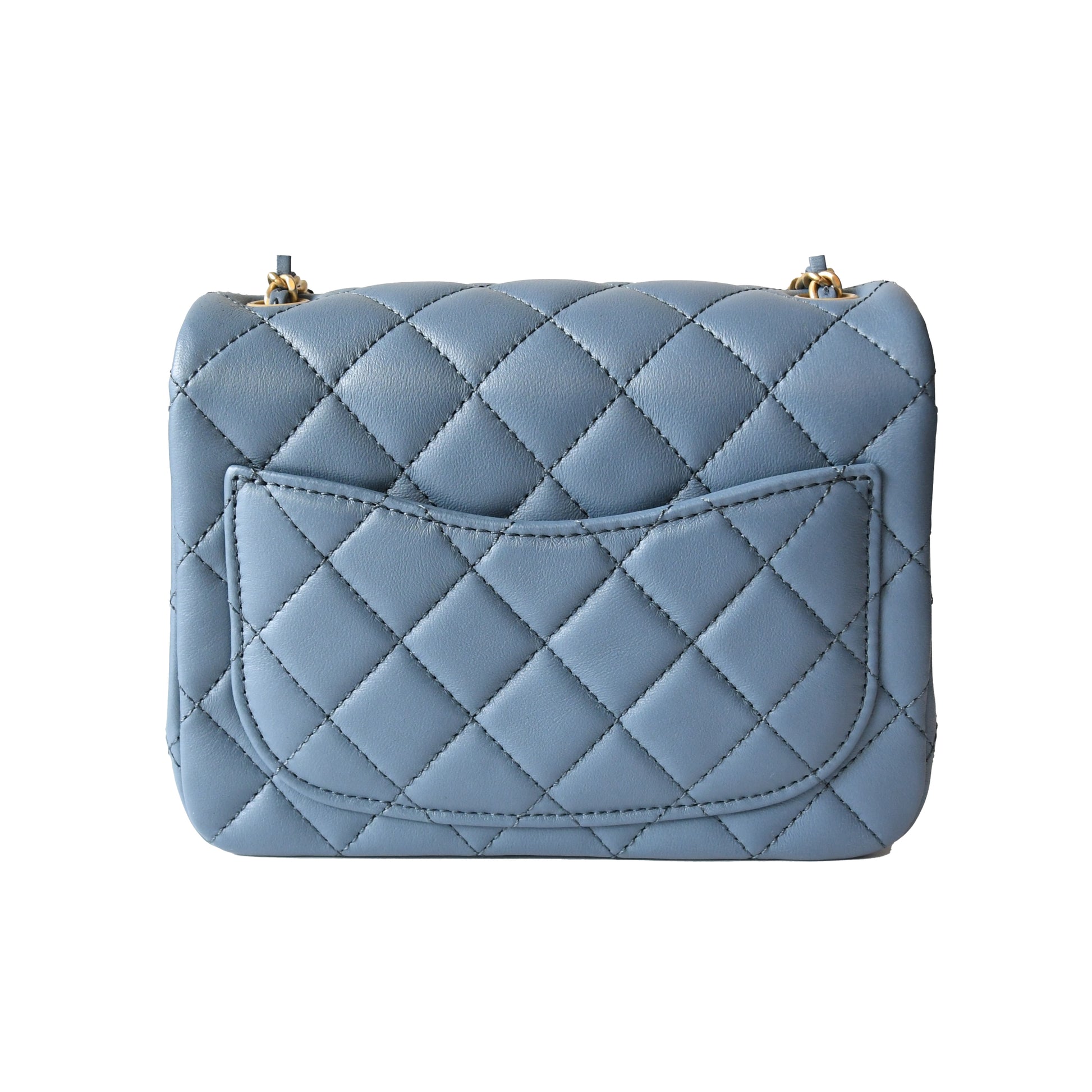 Chanel Lambskin Quilted Flap Bag Gold Hardware Blue - NOBLEMARS