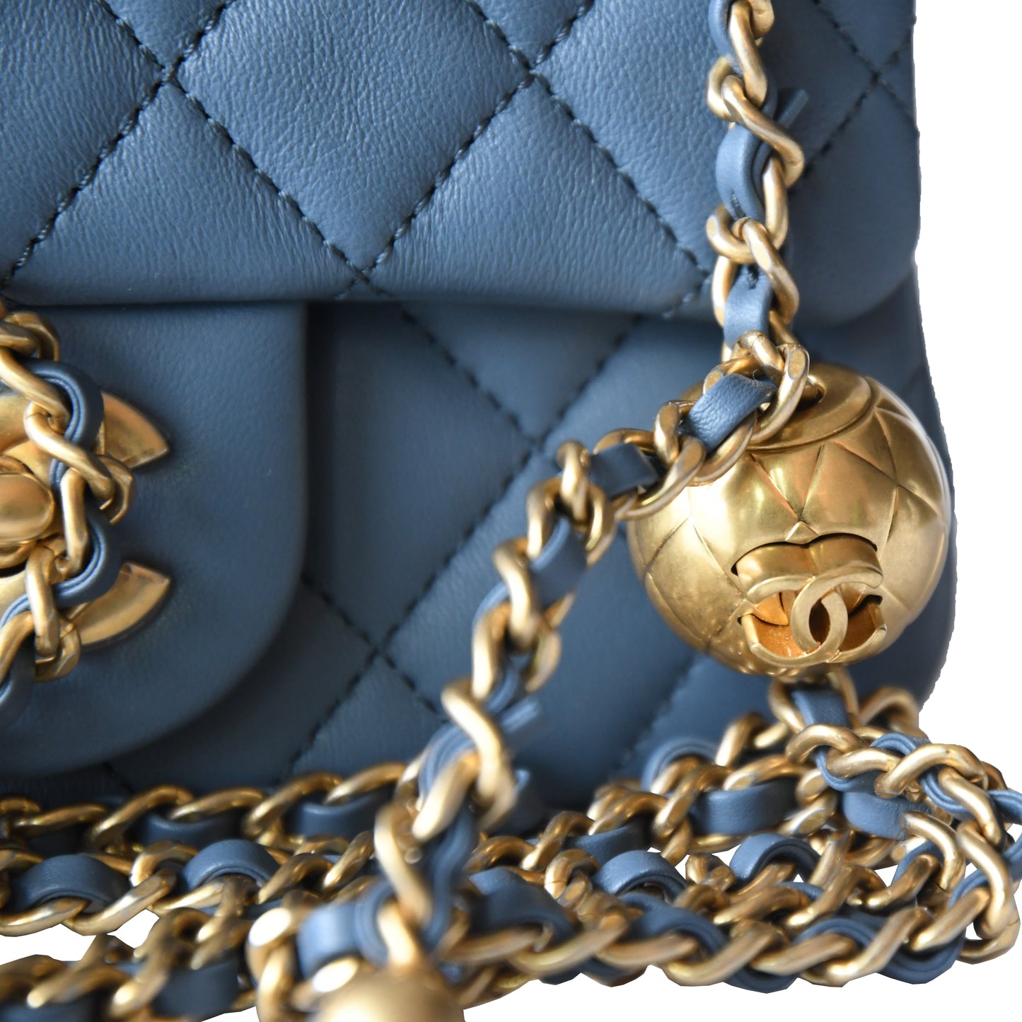 Chanel Lambskin Quilted Flap Bag Gold Hardware Blue - NOBLEMARS