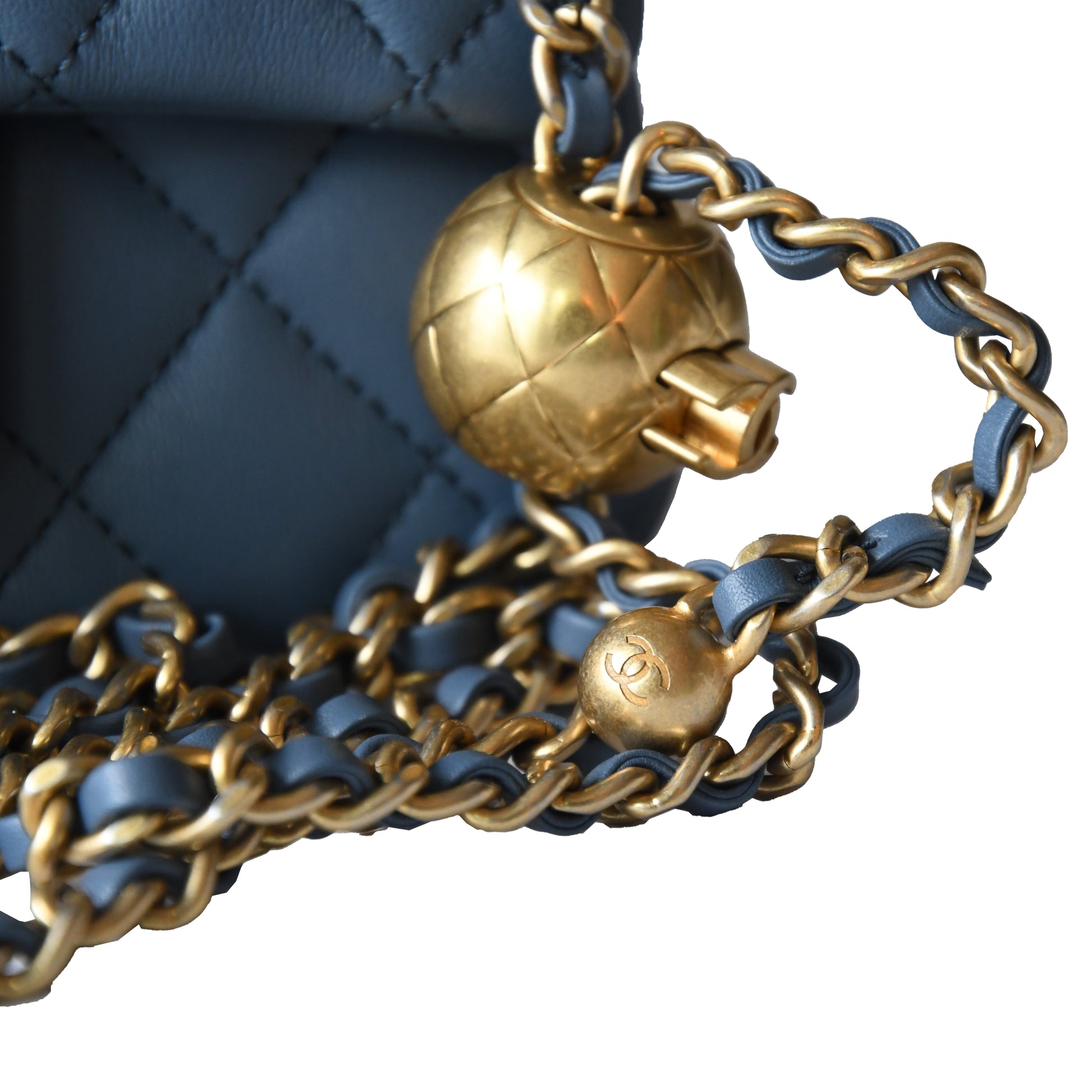 Chanel Lambskin Quilted Flap Bag Gold Hardware Blue - NOBLEMARS