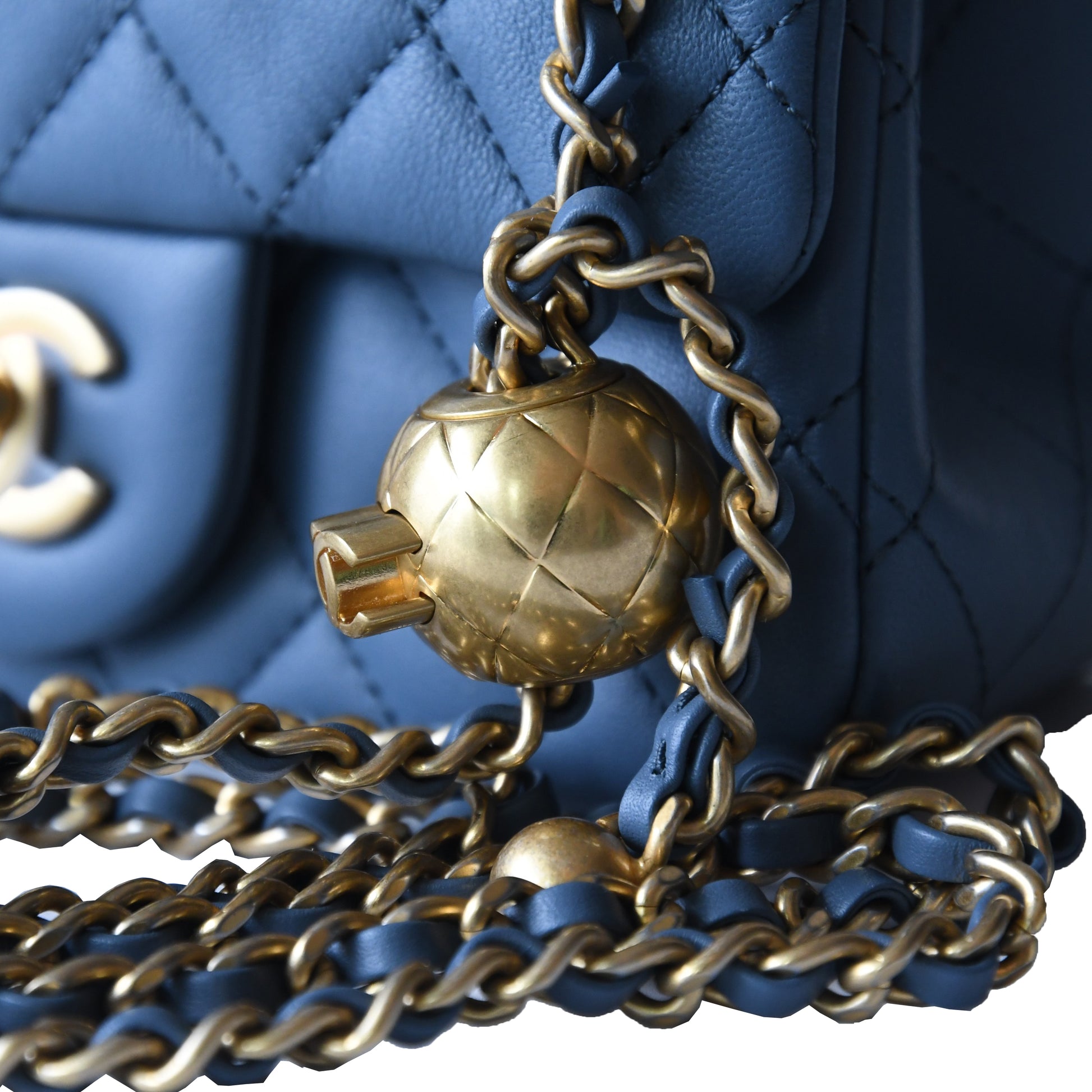 Chanel Lambskin Quilted Flap Bag Gold Hardware Blue - NOBLEMARS