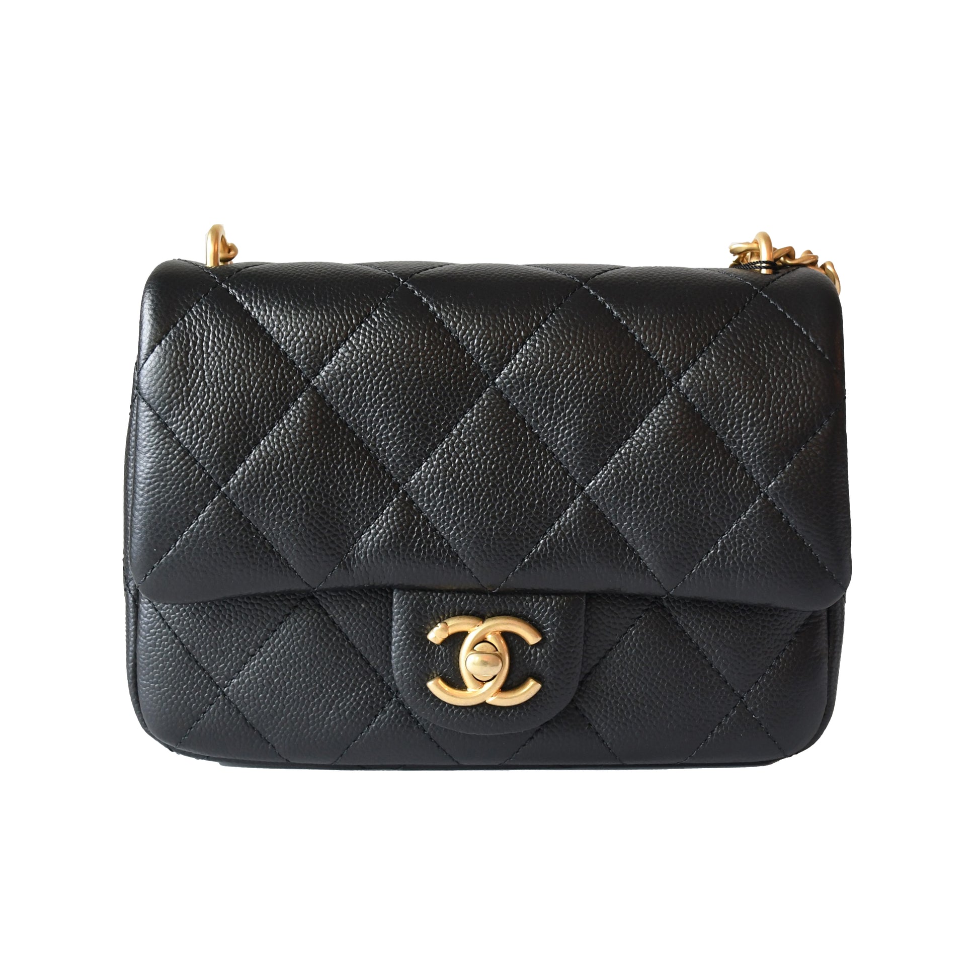 Chanel Caviar Quilted Mini 24P Sweetheart Flap Bag 19 cm Gold Hardware Black - NOBLEMARS