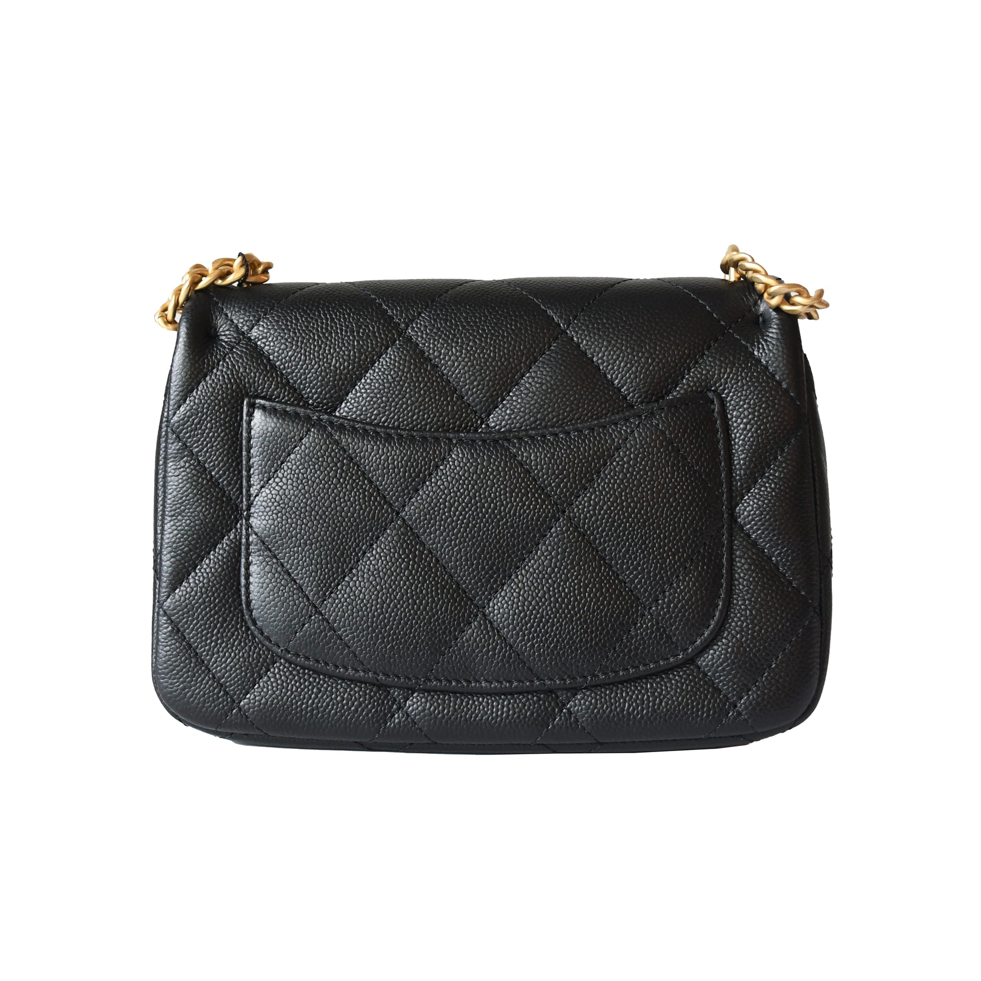 Chanel Caviar Quilted Mini 24P Sweetheart Flap Bag 19 cm Gold Hardware Black - NOBLEMARS