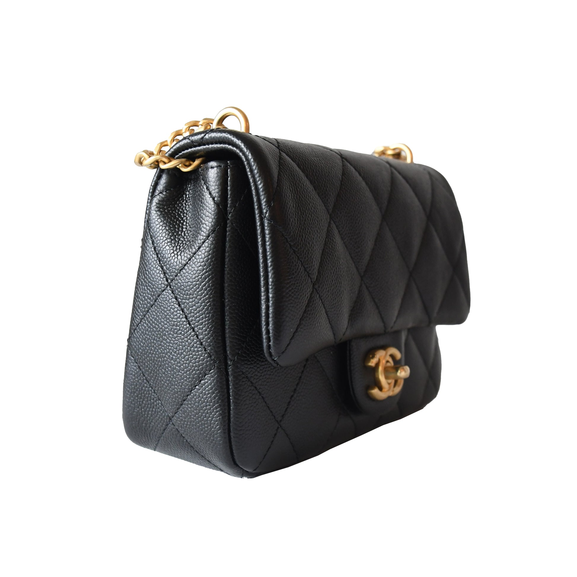 Chanel Caviar Quilted Mini 24P Sweetheart Flap Bag 19 cm Gold Hardware Black - NOBLEMARS