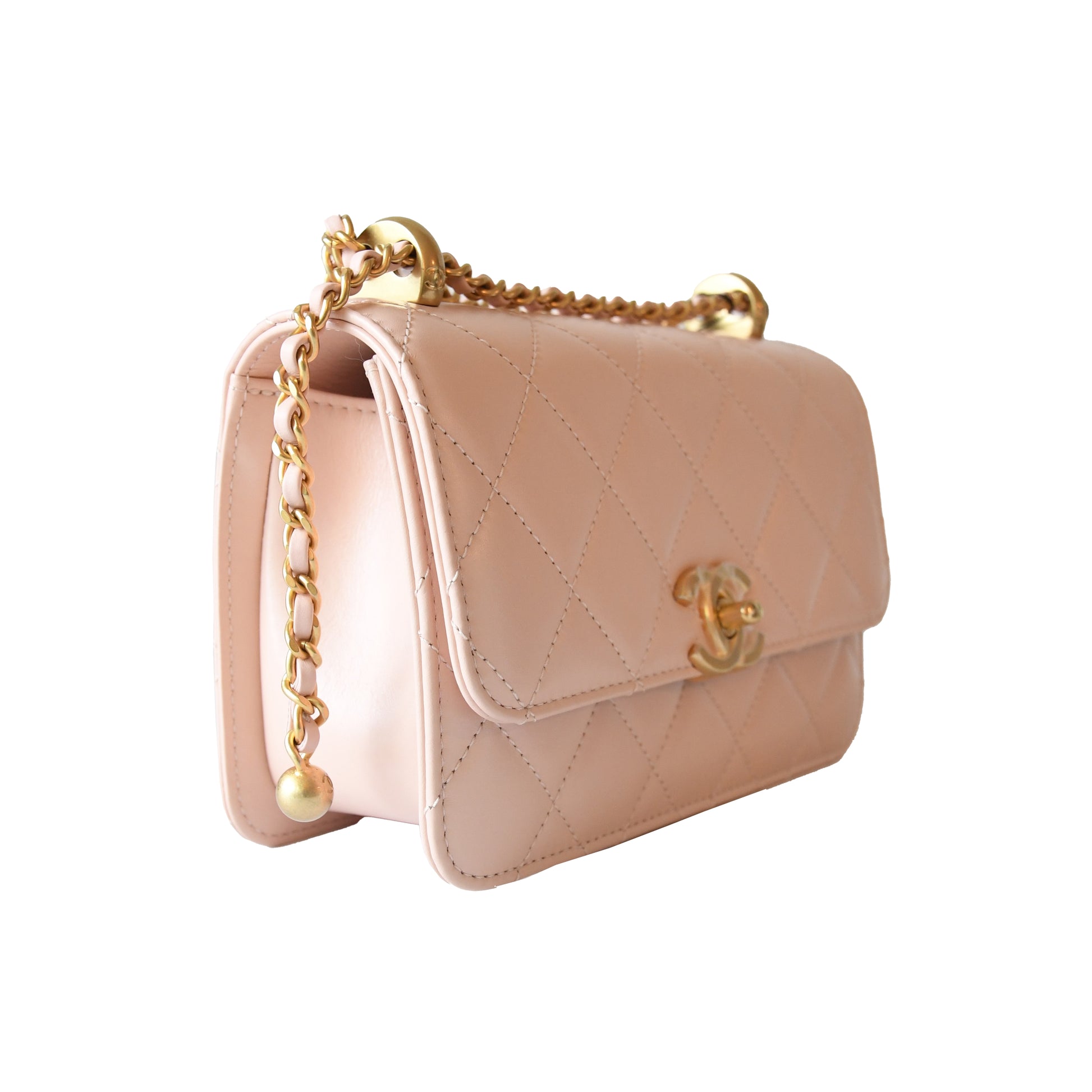 Chanel Calfskin Quilted Mini Perfect Fit Flap Gold Hardware Light Pink - NOBLEMARS