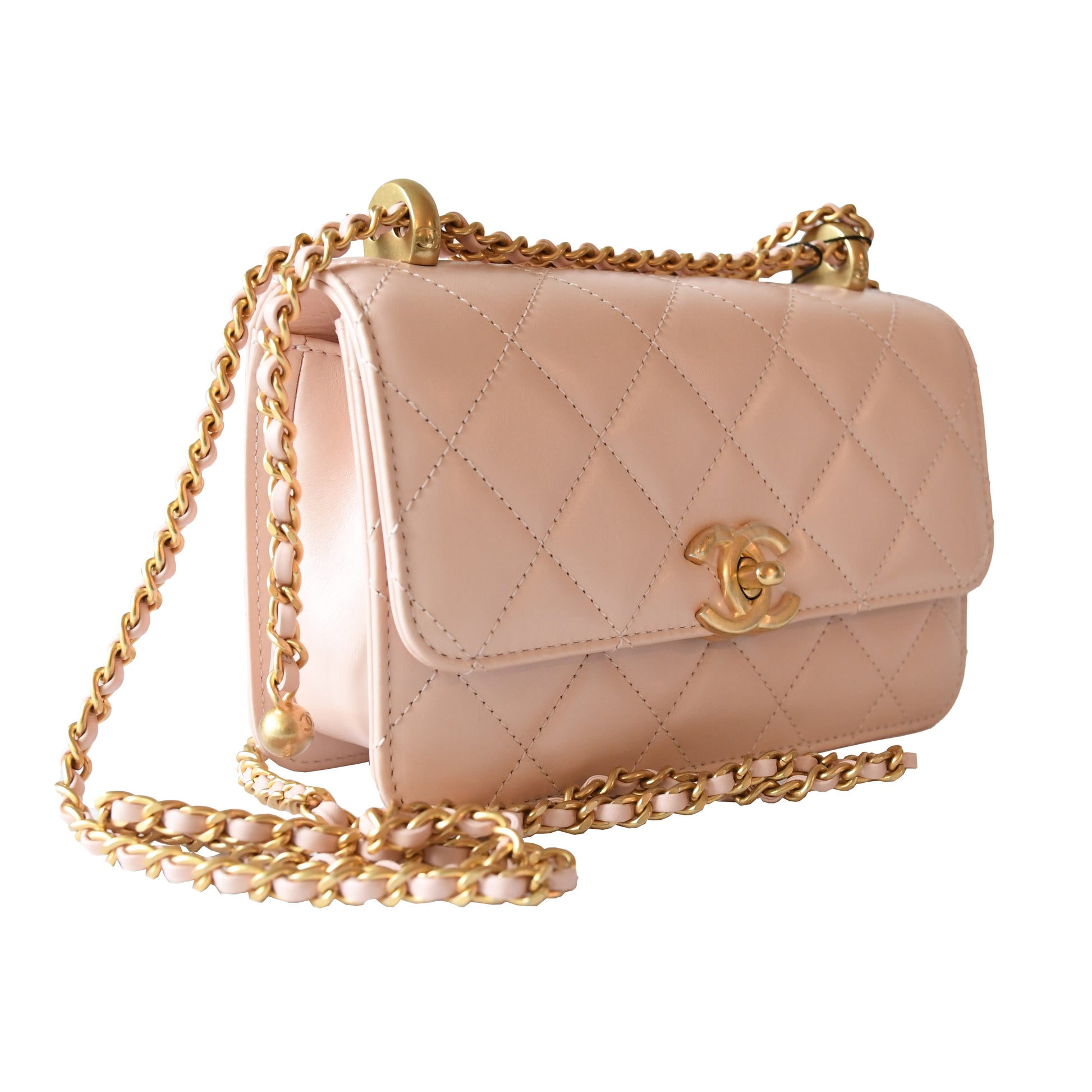 Chanel Calfskin Quilted Mini Perfect Fit Flap Gold Hardware Light Pink - NOBLEMARS