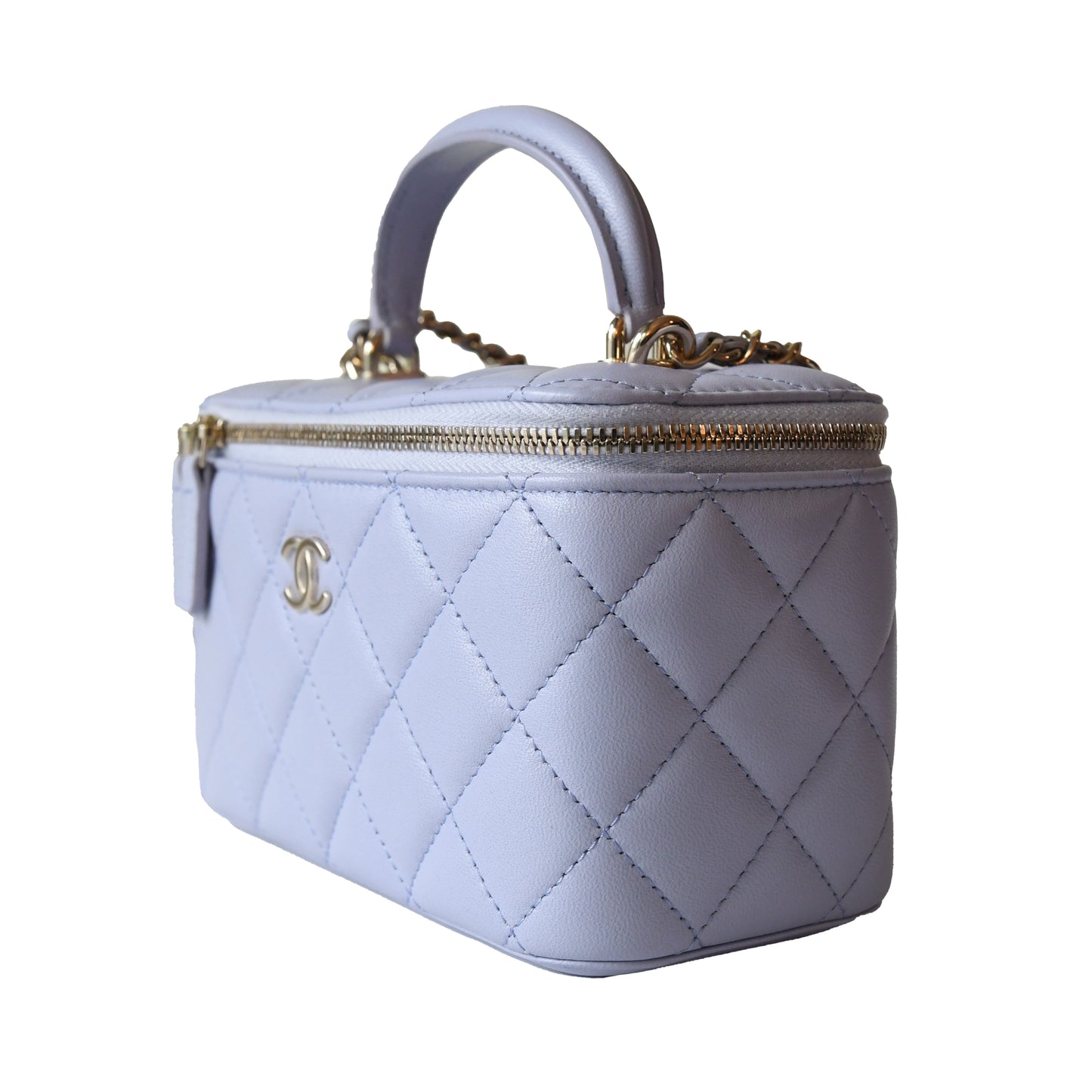 Chanel Small Top Handle Vanity With Chain Bag Light Purple