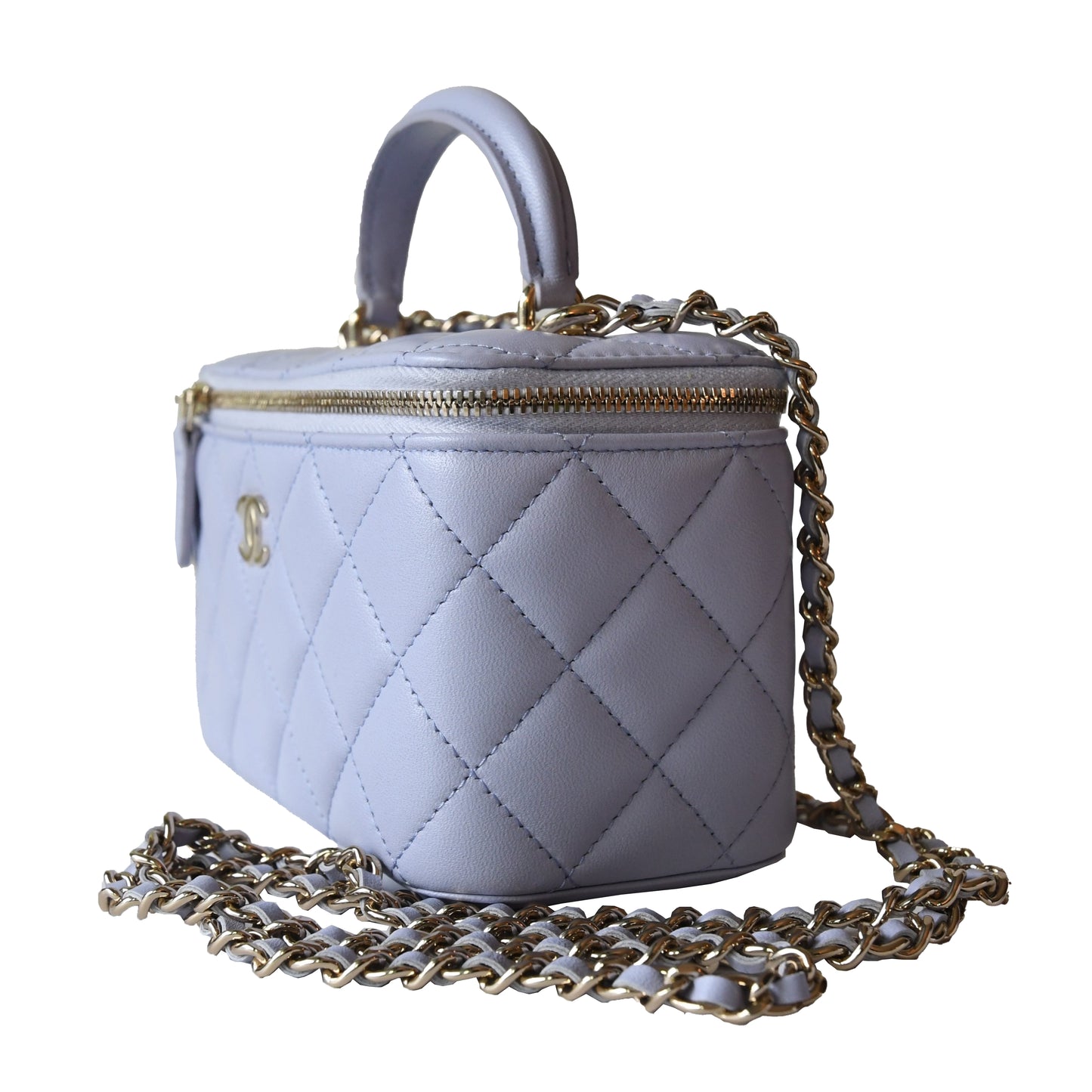 Chanel Small Top Handle Vanity With Chain Bag Light Purple