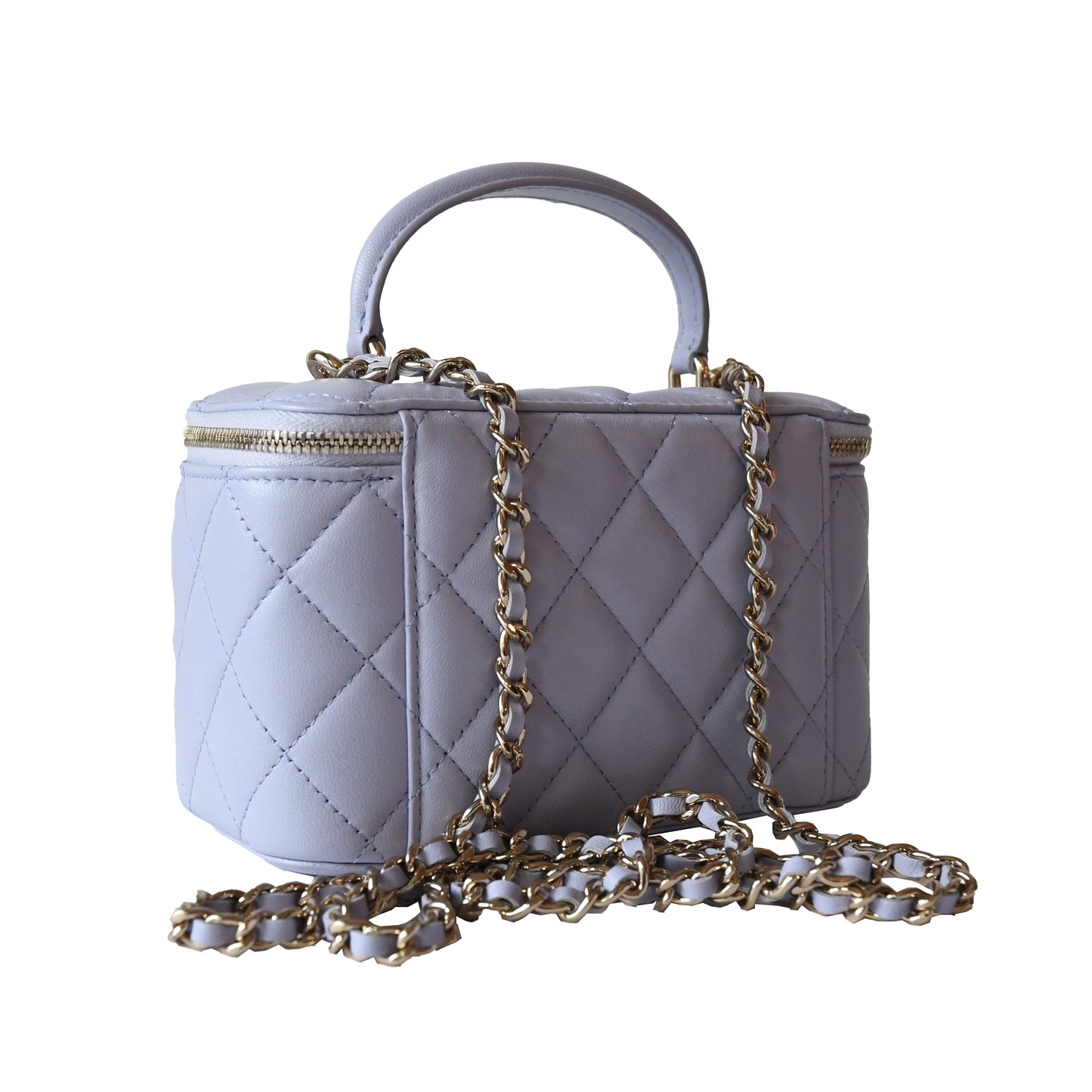Chanel Small Top Handle Vanity With Chain Bag Light Purple