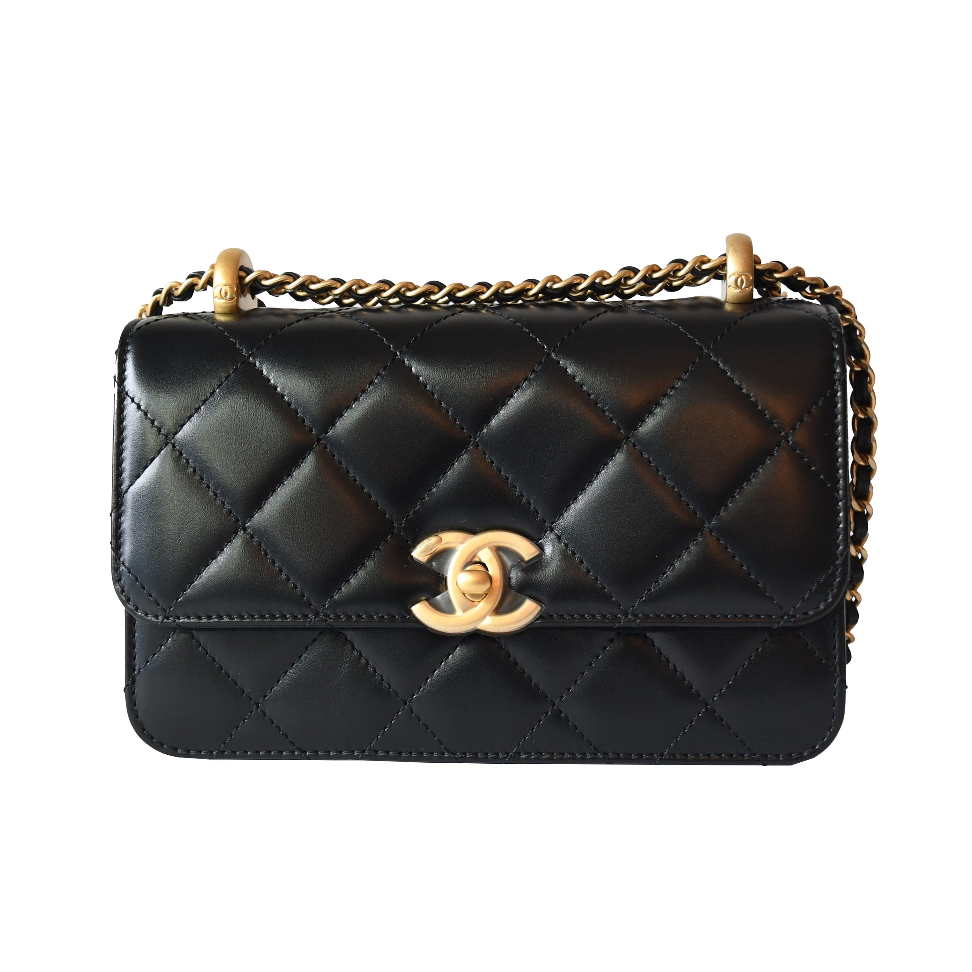 Chanel Calfskin Quilted Mini Perfect Fit Flap Gold Hardware Black - NOBLEMARS
