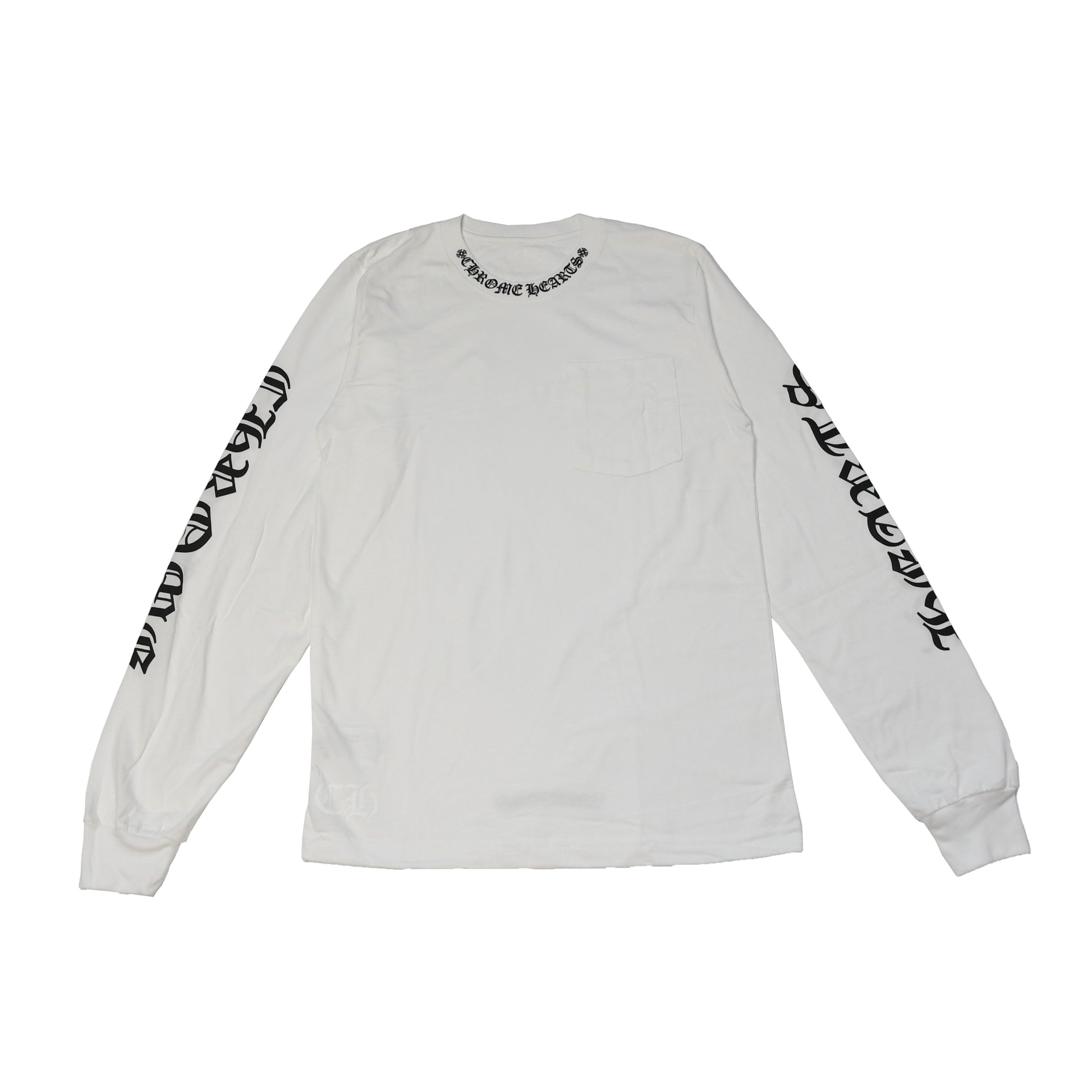 Chrome Hearts Neck Logo Long Sleeve T-Shirt White- NOBLEMARS