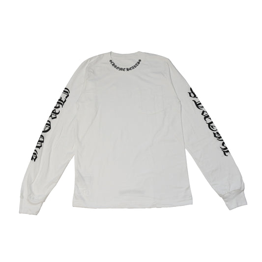 Chrome Hearts Neck Logo Long Sleeve T-Shirt White- NOBLEMARS