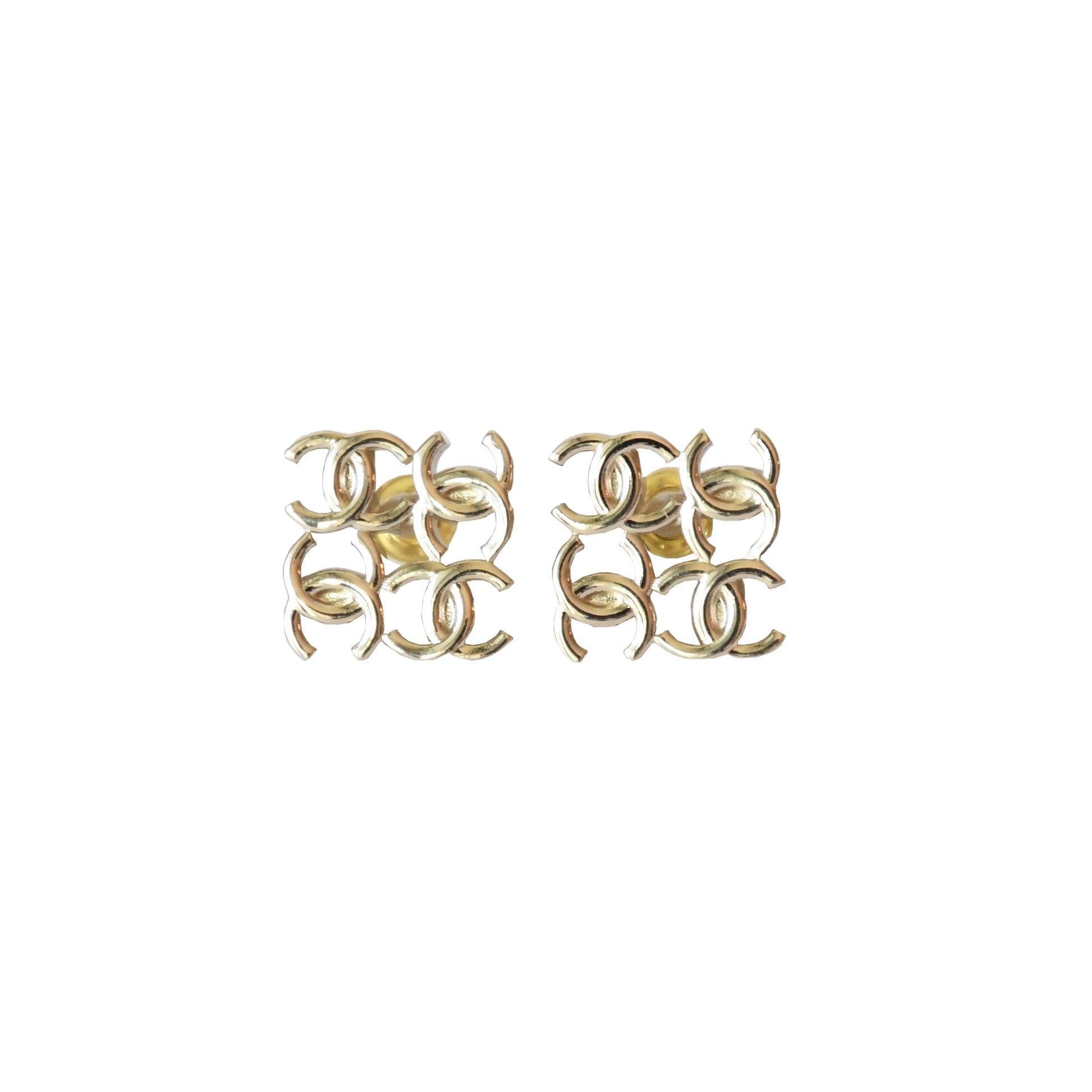 Chanel Four CC Logo Stud Earrings Gold-NOBLEMARS