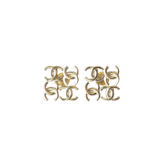 Chanel Four CC Logo Stud Earrings Gold-NOBLEMARS